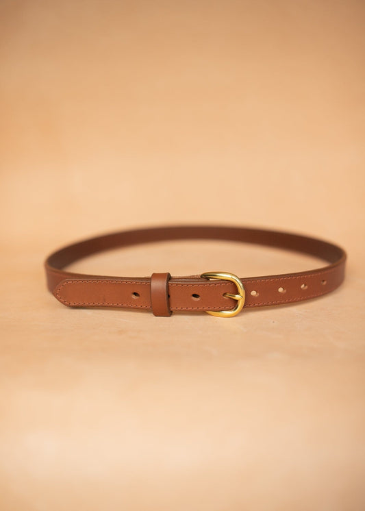 The Real McCaul Leathergoods Belts Narrow 25mm Belt - Stitched - Tan Australian Made Australian Owned Australian Made 25mm Narrow Leather Belt - Tan