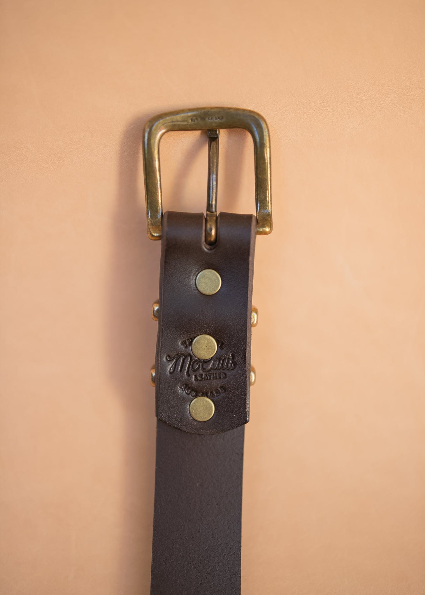 The Real McCaul Leathergoods Belts Plain 32mm Belt - Double Keeper - Dark Brown Australian Made Australian Owned Solid Leather Men's Belt - Handmade in Australia - Brass Buckle