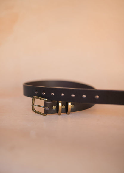The Real McCaul Leathergoods Belts Plain 32mm Belt - Double Keeper - Dark Brown Australian Made Australian Owned Solid Leather Men's Belt - Handmade in Australia - Brass Buckle