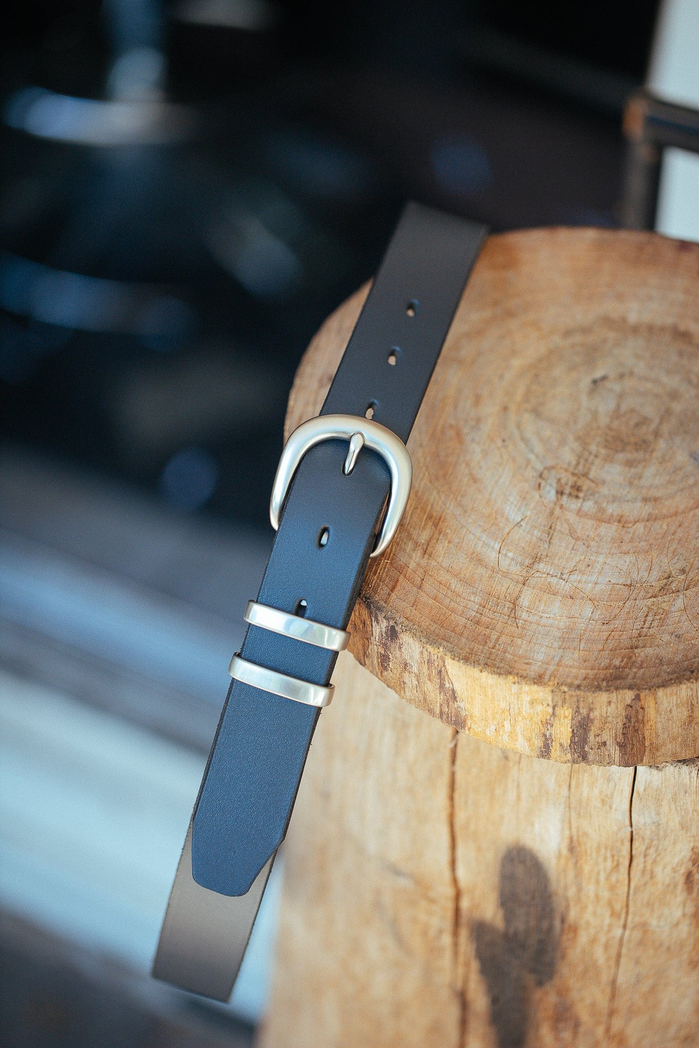 The Real McCaul Leathergoods Belts Plain 32mm Belt - Double Keeper - Navy Australian Made Australian Owned Solid Leather Men's Belt - Handmade in Australia - Brass Buckle