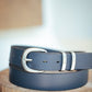 The Real McCaul Leathergoods Belts Plain 32mm Belt - Double Keeper - Navy Australian Made Australian Owned Solid Leather Men's Belt - Handmade in Australia - Brass Buckle