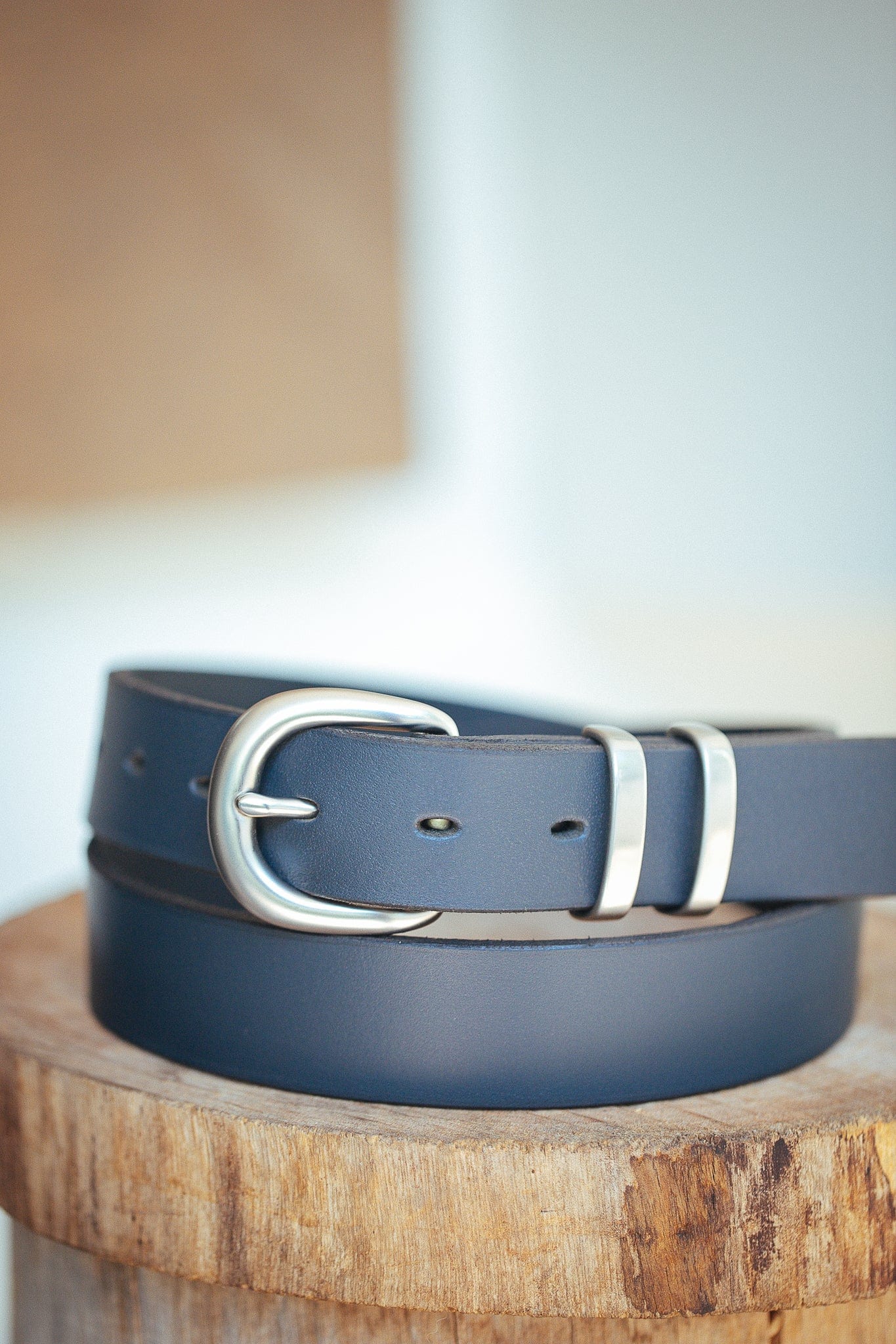 The Real McCaul Leathergoods Belts Plain 32mm Belt - Double Keeper - Navy Australian Made Australian Owned Solid Leather Men's Belt - Handmade in Australia - Brass Buckle