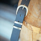 The Real McCaul Leathergoods Belts Plain 32mm Belt - Double Keeper - Navy Australian Made Australian Owned Solid Leather Men's Belt - Handmade in Australia - Brass Buckle