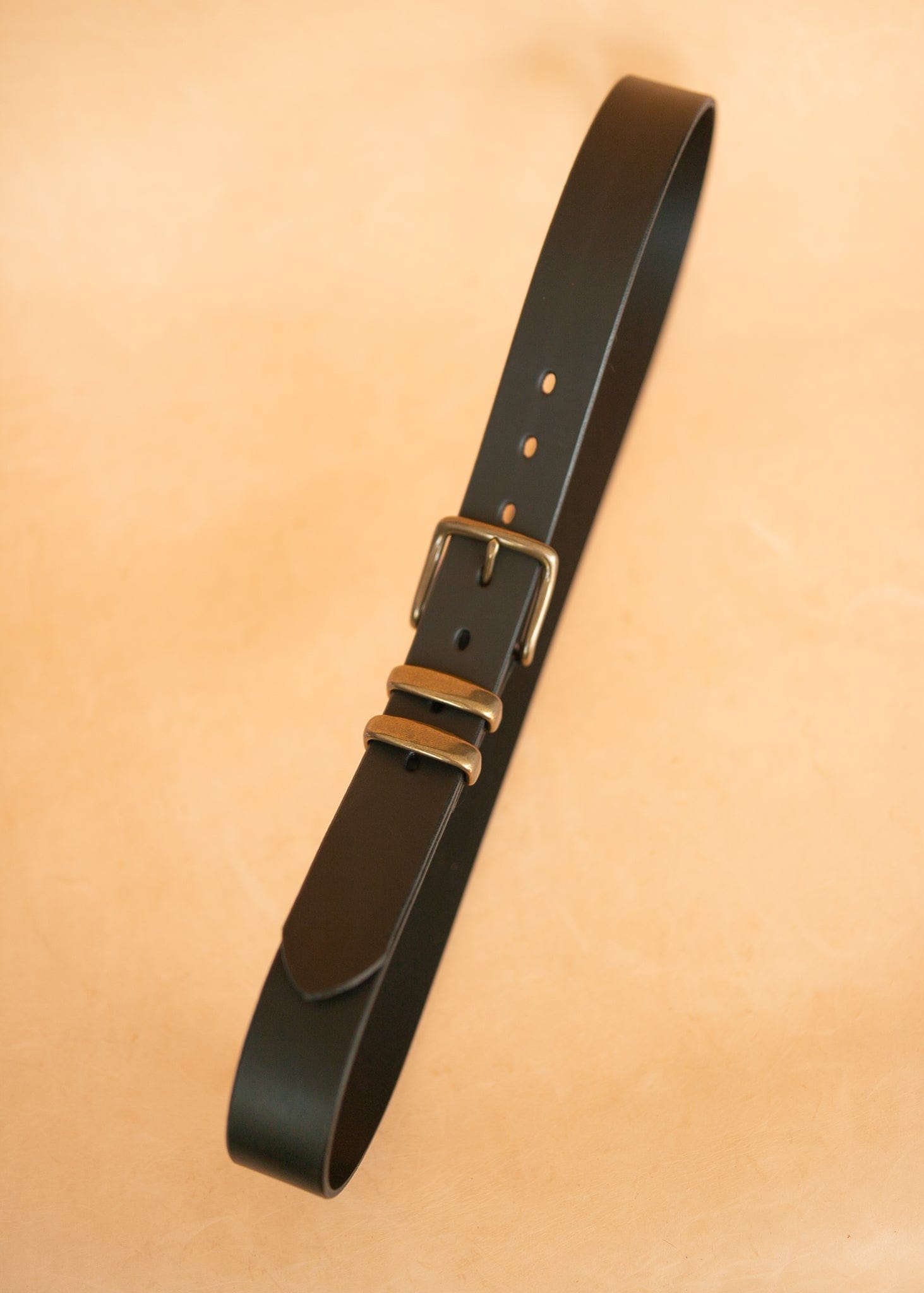 The Real McCaul Leathergoods Belts Plain 38mm Belt - Double Keeper - Black Australian Made Australian Owned Genuine Solid Cowhide Leather Belt - Handmade in Australia