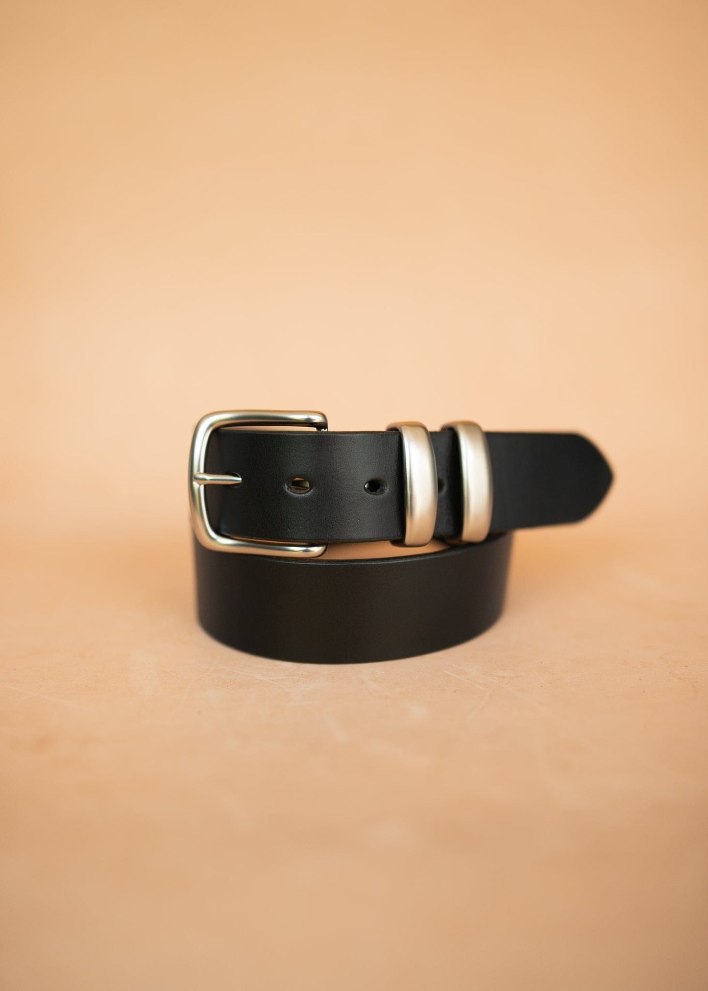 The Real McCaul Leathergoods Belts Plain 38mm Belt - Double Keeper - Black Australian Made Australian Owned Genuine Solid Cowhide Leather Belt - Handmade in Australia