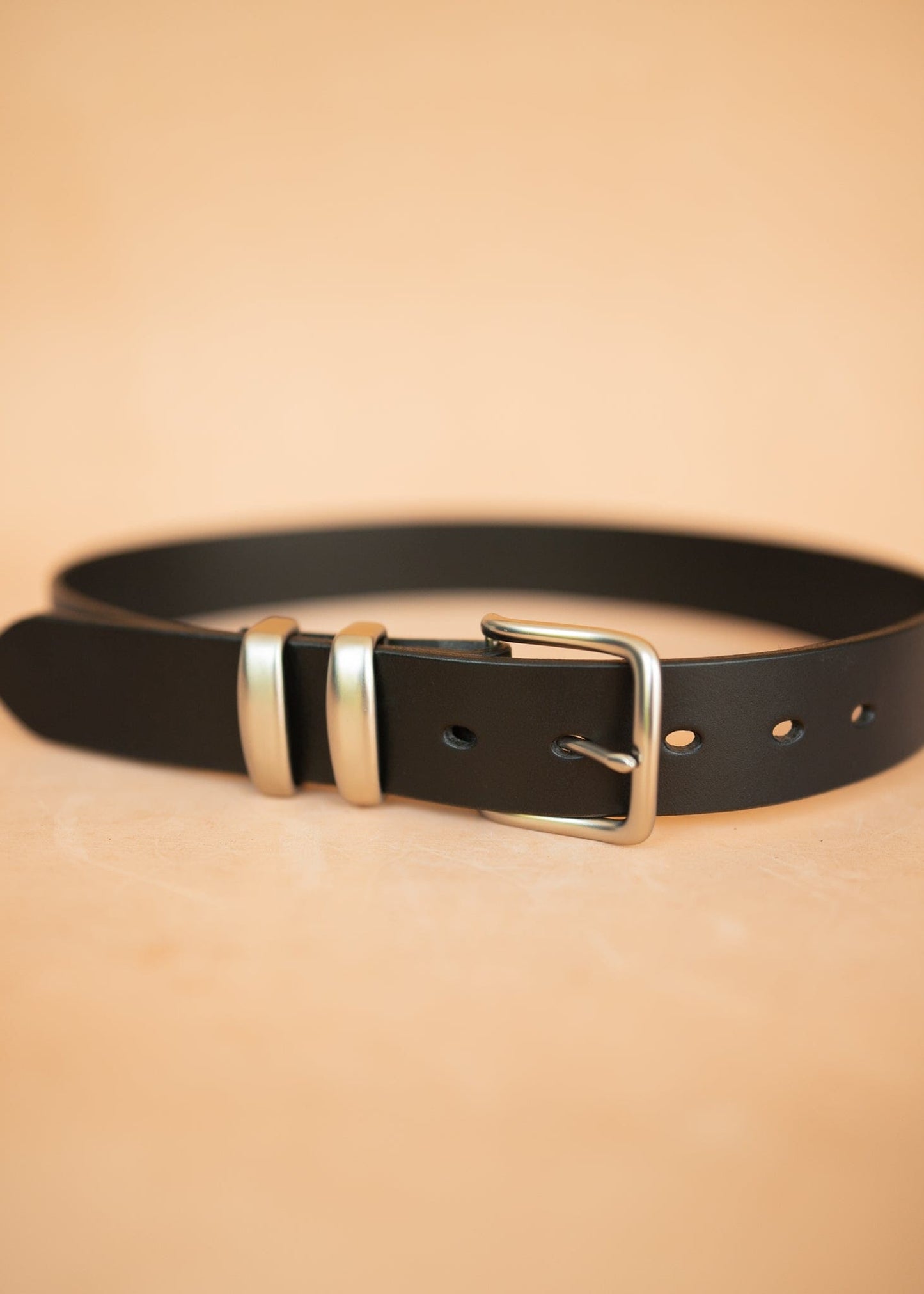 The Real McCaul Leathergoods Belts Plain 38mm Belt - Double Keeper - Black Australian Made Australian Owned Genuine Solid Cowhide Leather Belt - Handmade in Australia
