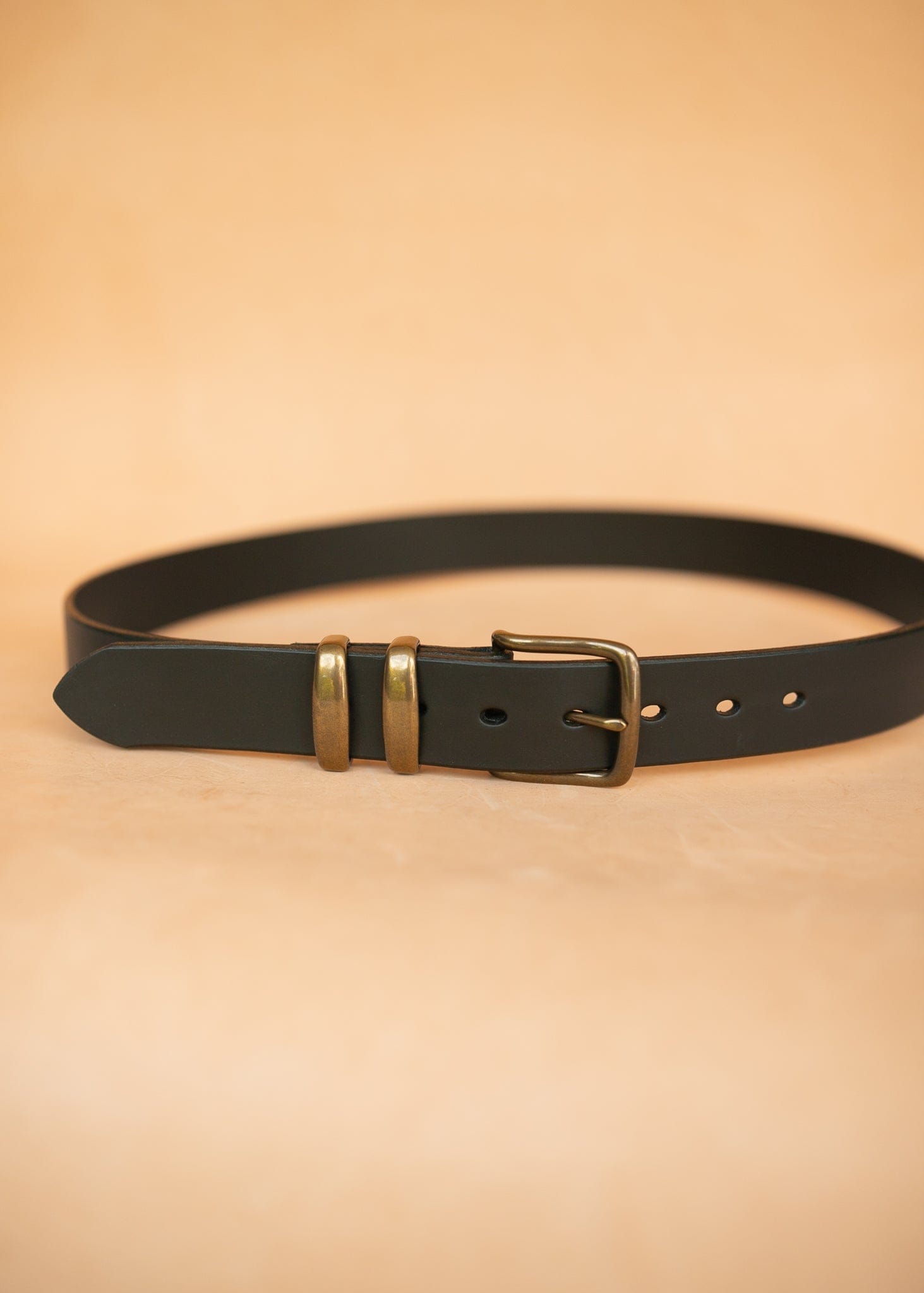 The Real McCaul Leathergoods Belts Plain 38mm Belt - Double Keeper - Black Australian Made Australian Owned Genuine Solid Cowhide Leather Belt - Handmade in Australia
