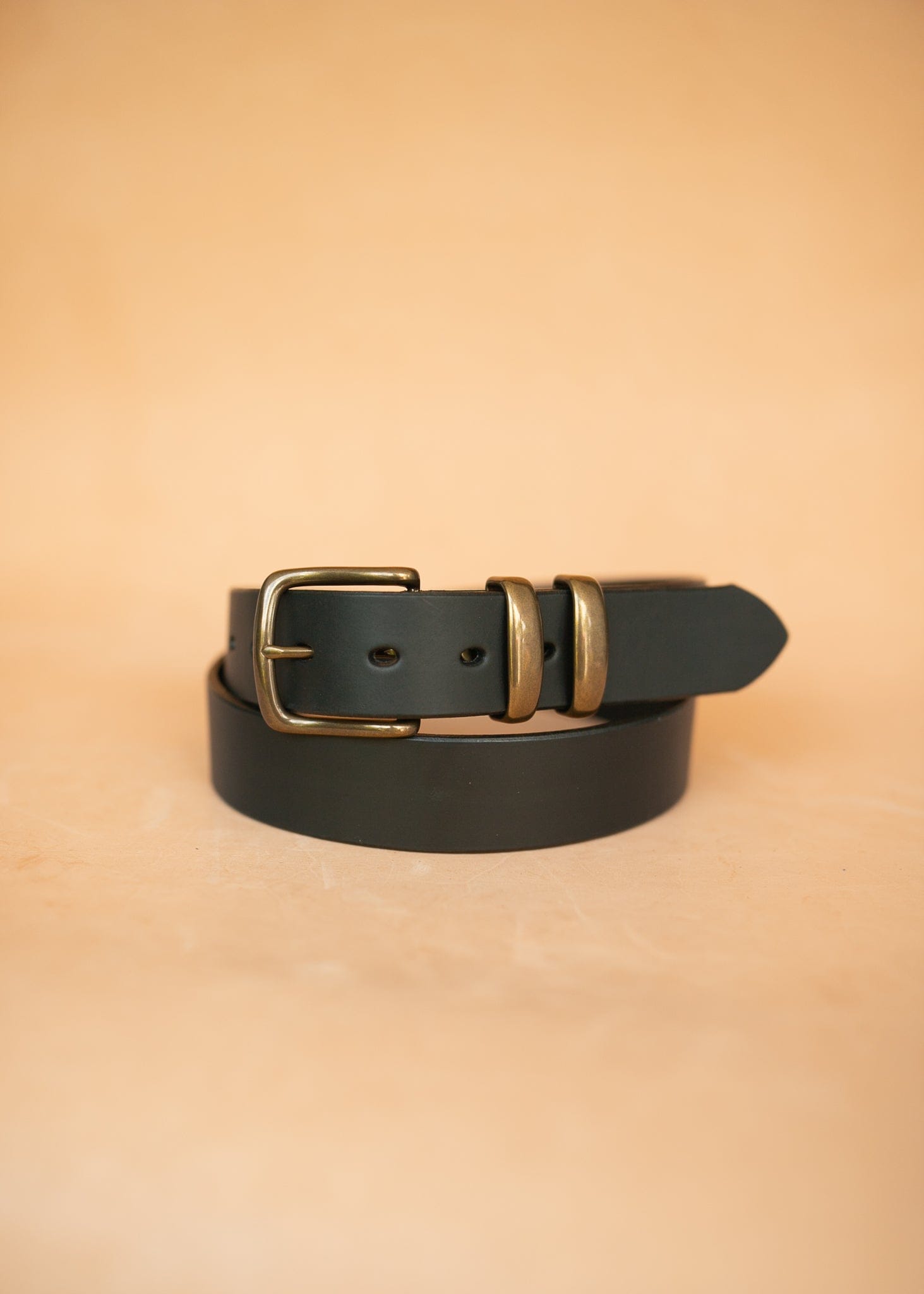 The Real McCaul Leathergoods Belts Plain 38mm Belt - Double Keeper - Black Australian Made Australian Owned Genuine Solid Cowhide Leather Belt - Handmade in Australia
