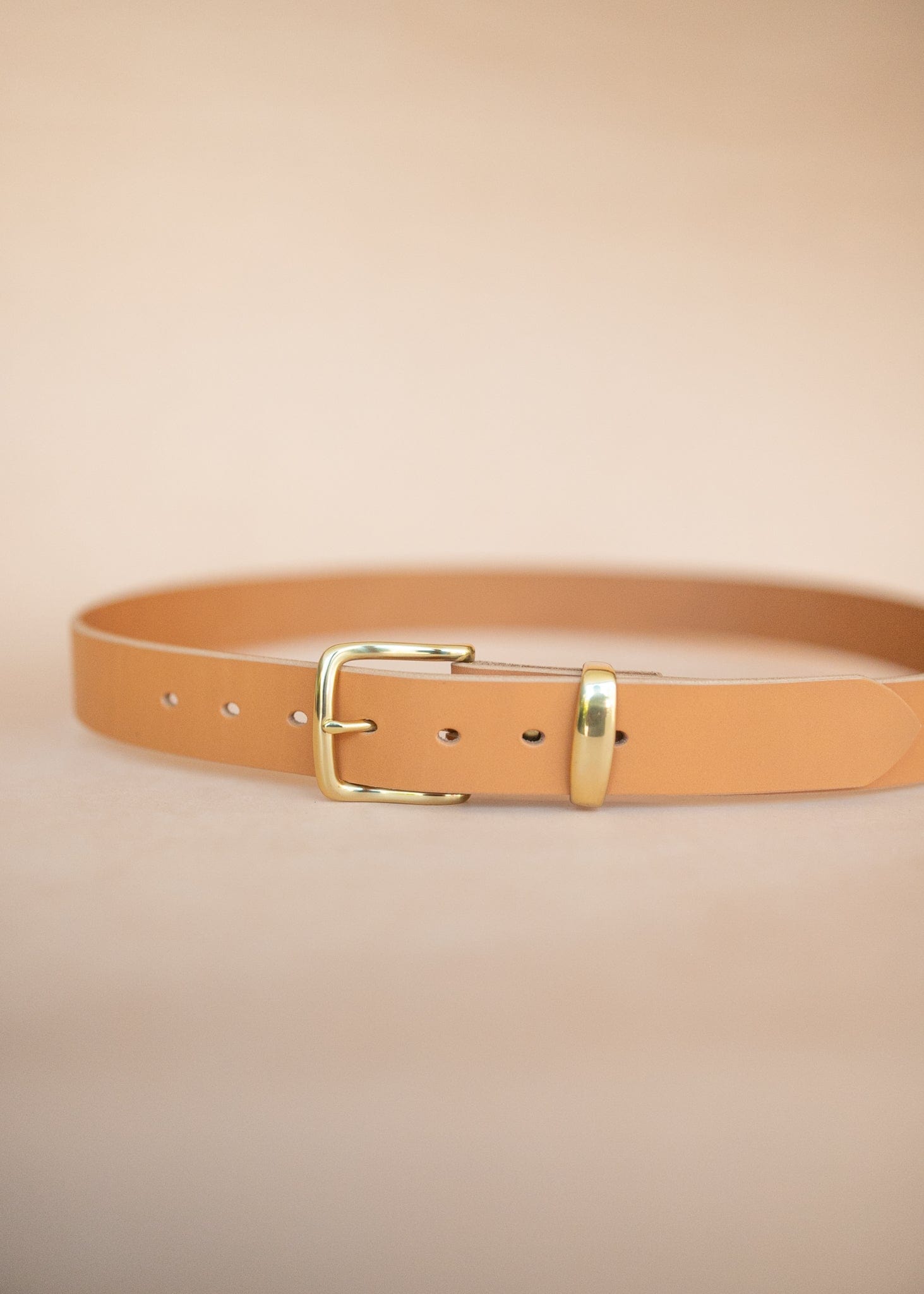 The Real McCaul Leathergoods Belts Plain 38mm Belt - Natural Australian Made Australian Owned Solid Leather Men's Belt - Handmade in Australia - Natural - Brass Buckle