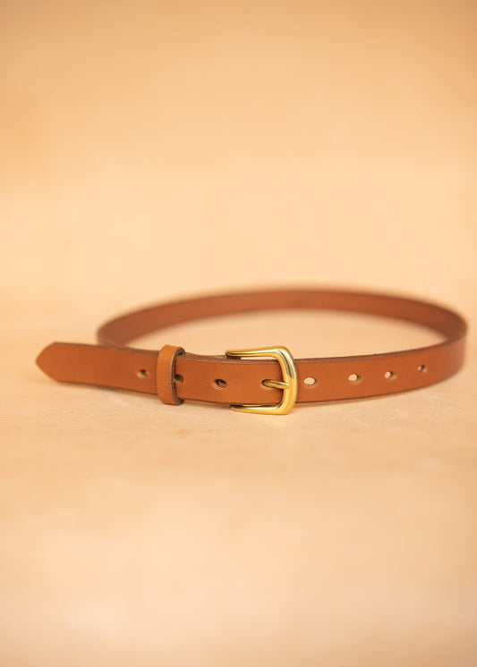 The Real McCaul Leathergoods Belts Plain Narrow 25mm Belt - Tan Australian Made Australian Owned Australian Made 25mm Narrow Leather Belt - Tan