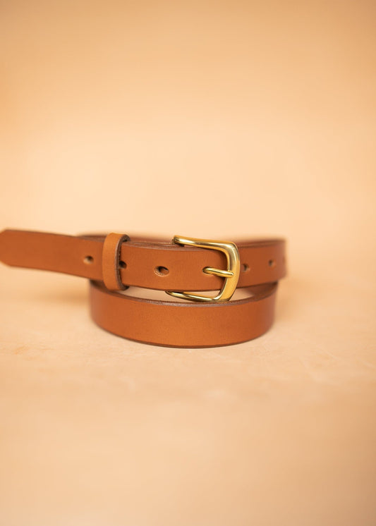 The Real McCaul Leathergoods Belts Plain Narrow 25mm Belt - Tan Australian Made Australian Owned Australian Made 25mm Narrow Leather Belt - Tan