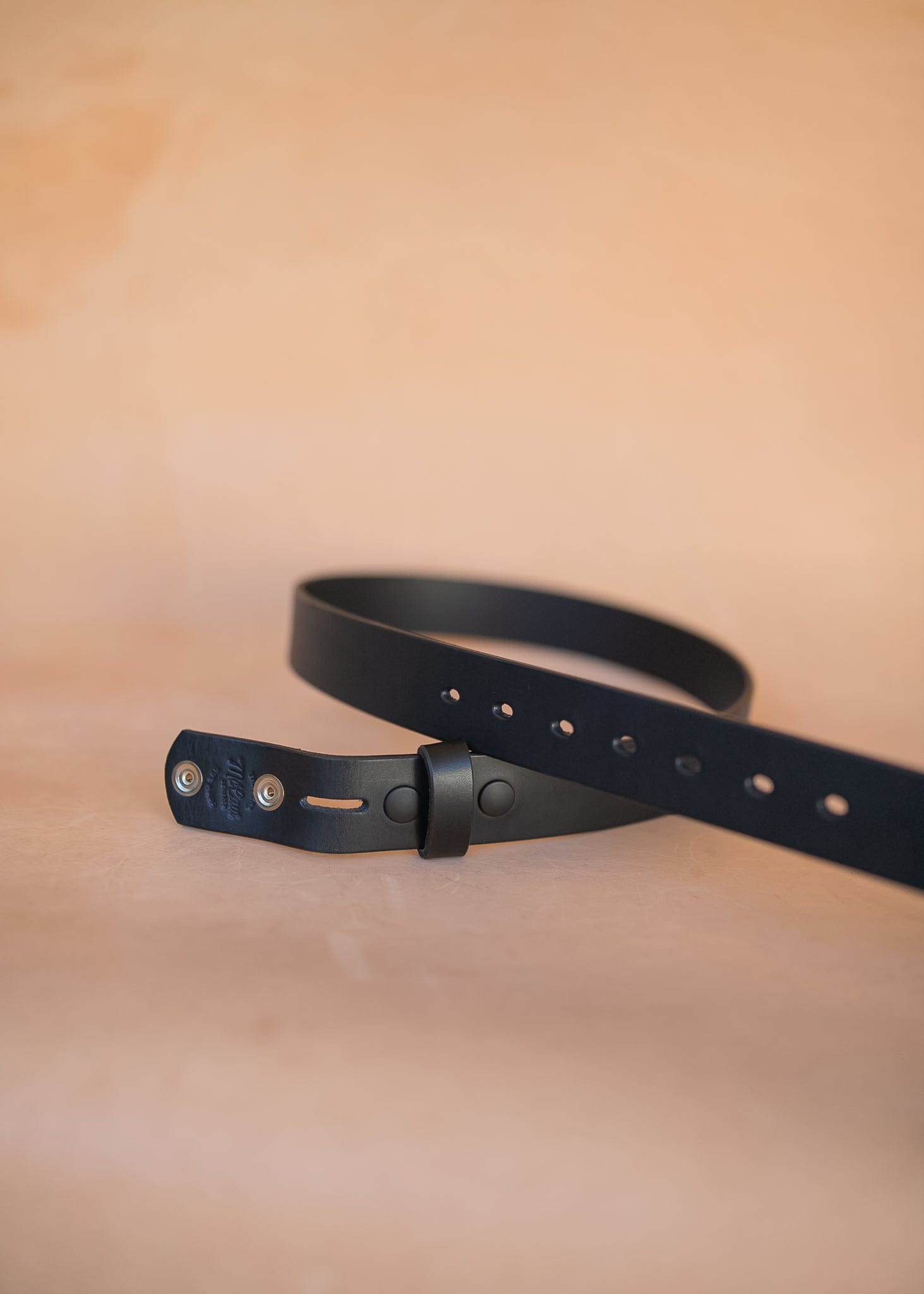 The Real McCaul Leathergoods Belts Press Stud Clip Belt 38mm- Black Australian Made Australian Owned Solid Leather Men's Belt - Handmade in Australia - Black - Brass Buckle