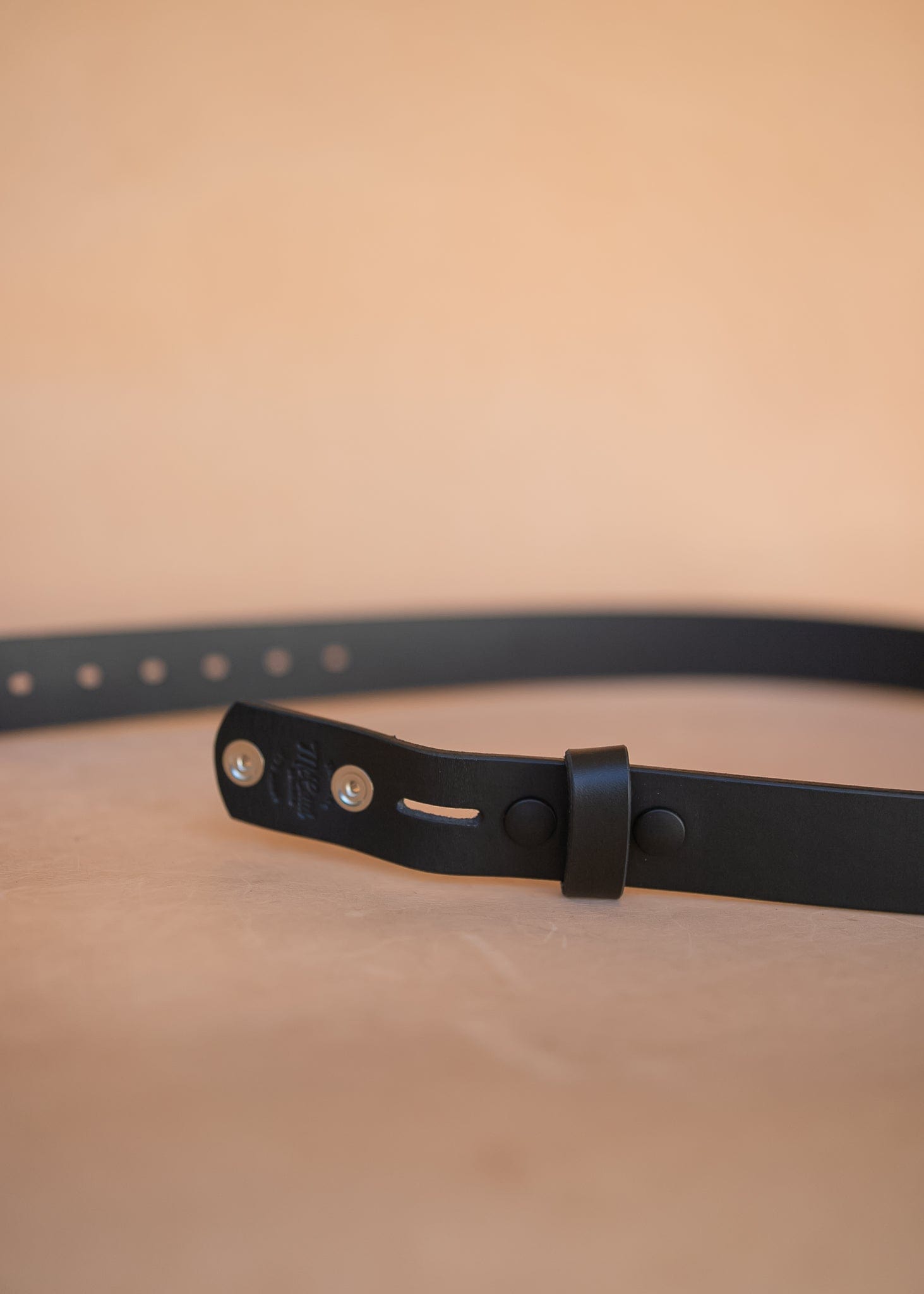 The Real McCaul Leathergoods Belts Press Stud Clip Belt 38mm- Black Australian Made Australian Owned Solid Leather Men's Belt - Handmade in Australia - Black - Brass Buckle
