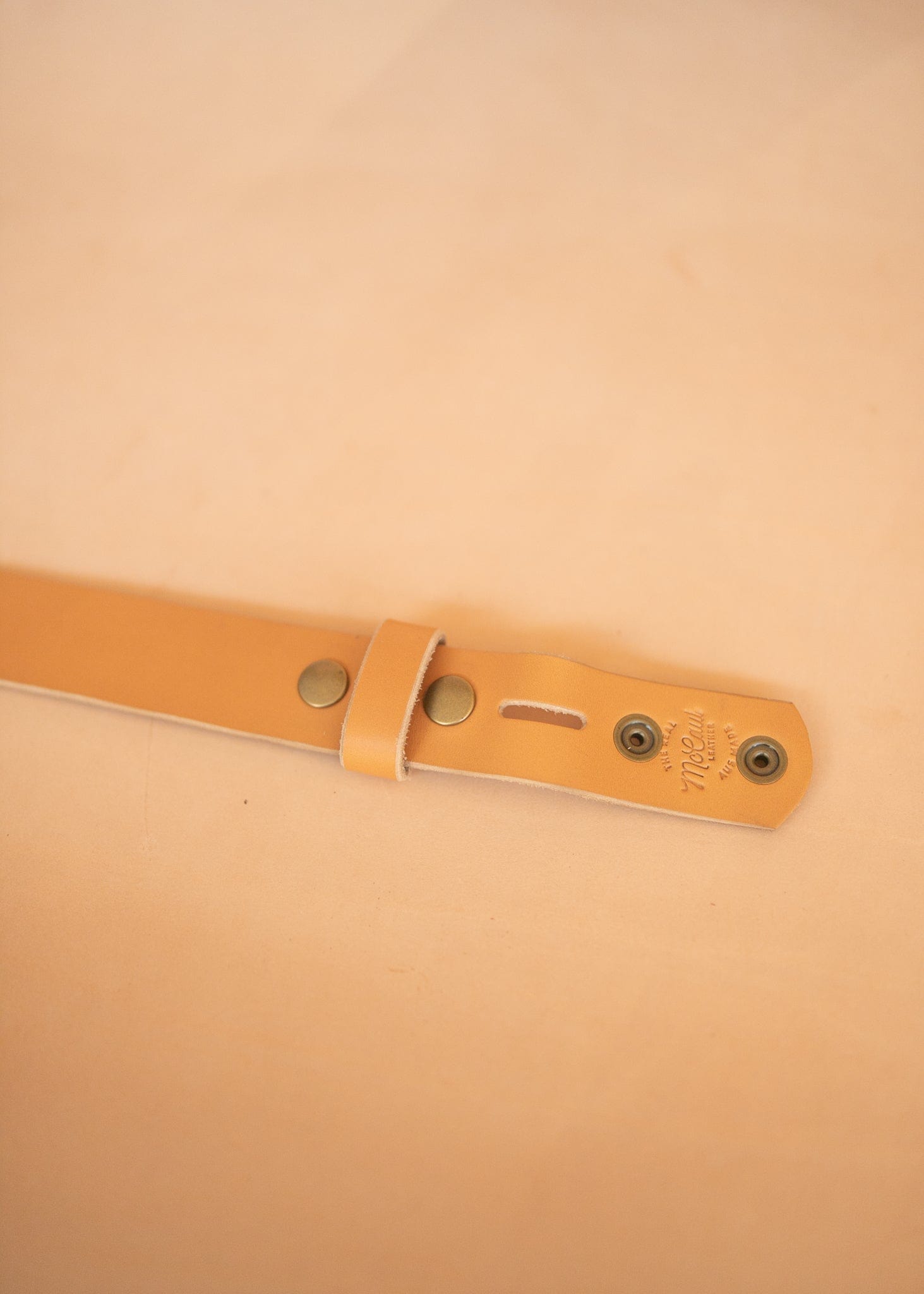 The Real McCaul Leathergoods Belts Press Stud Clip Belt 38mm - Natural Australian Made Australian Owned Solid Leather Men's Belt - Handmade in Australia - Black - Brass Buckle