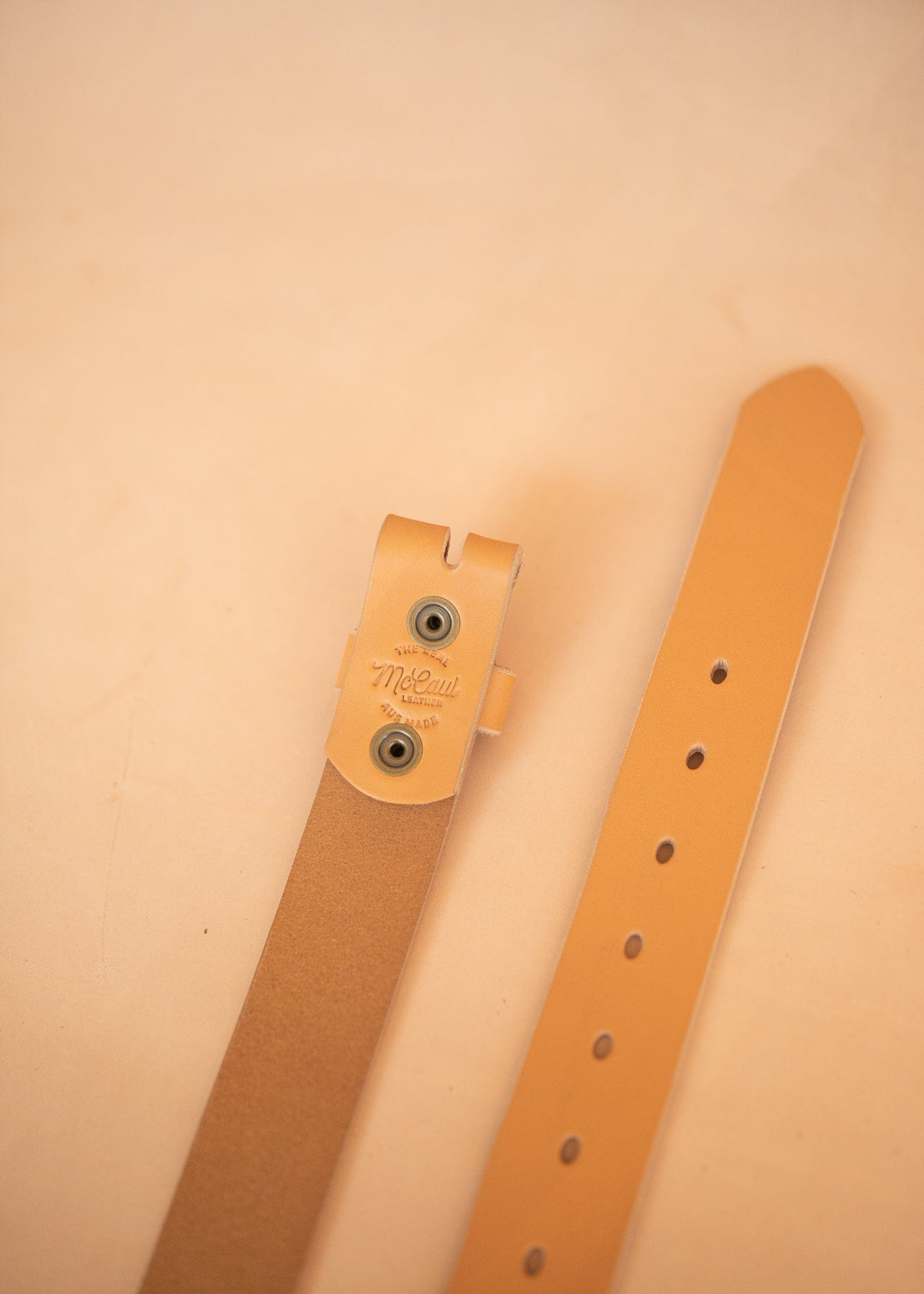 The Real McCaul Leathergoods Belts Press Stud Clip Belt 38mm - Natural Australian Made Australian Owned Solid Leather Men's Belt - Handmade in Australia - Black - Brass Buckle
