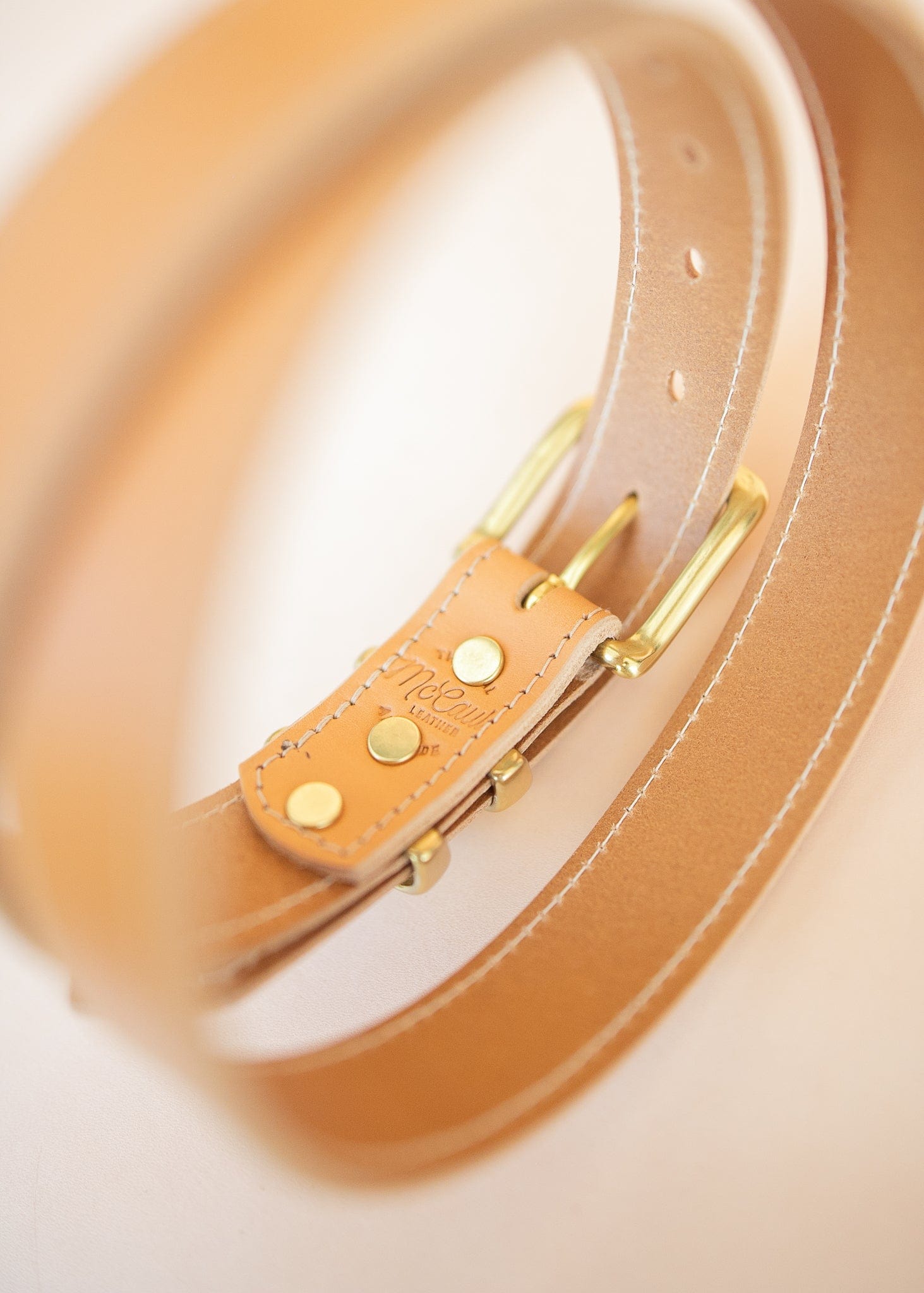 The Real McCaul Leathergoods Belts Rancher Belt 35mm - Natural Australian Made Australian Owned Australian Made Solid Leather Full Grain Rancher Belt- Brass Buckle - Natural