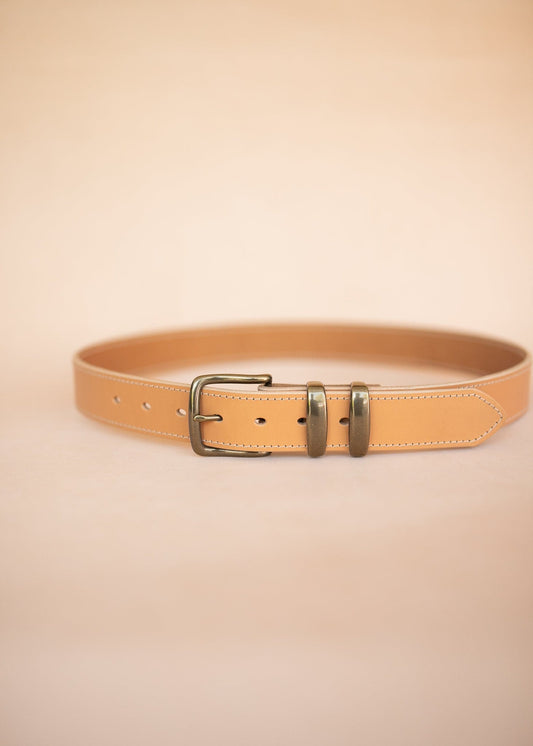 The Real McCaul Leathergoods Belts Rancher Belt 38mm - Natural Australian Made Australian Owned Australian Made Solid Leather Full Grain Rancher Belt with Solid Brass - Natural