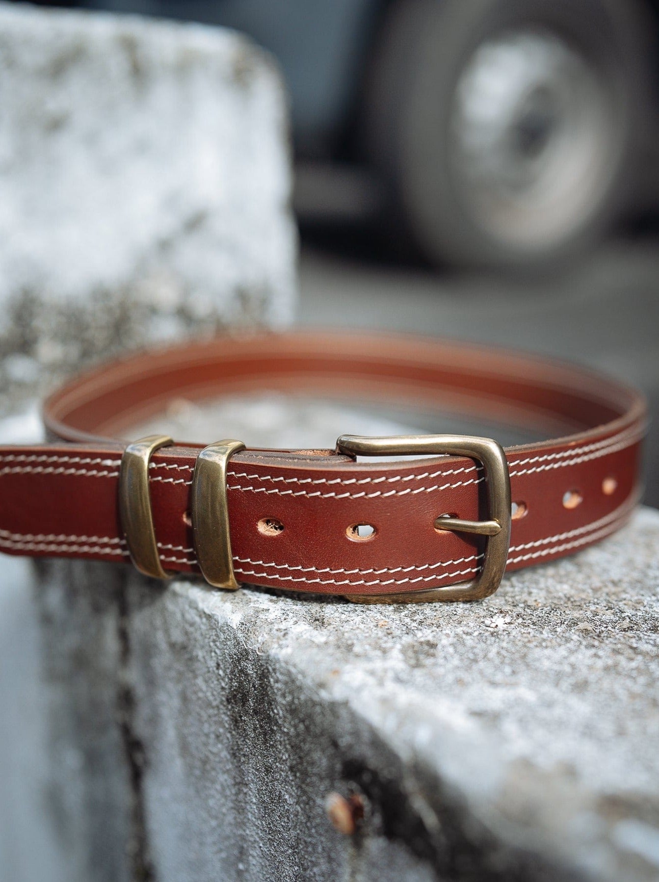 The Real McCaul Leathergoods Belts Serge Belt 38mm - Double Stitch - Cognac Australian Made Australian Owned Australian Made Solid Leather Full Grain Rancher Belt- Black
