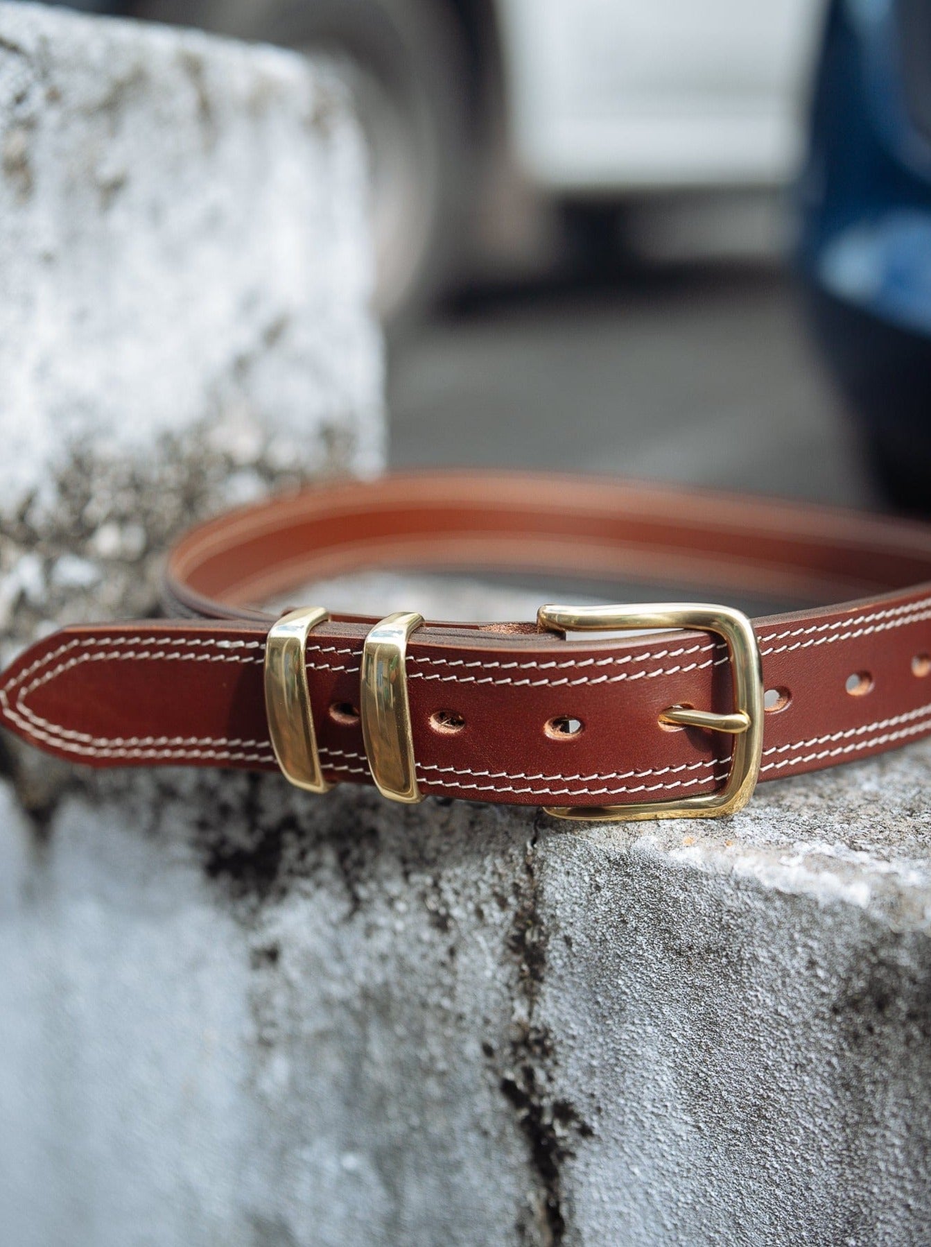 The Real McCaul Leathergoods Belts Serge Belt 38mm - Double Stitch - Cognac Australian Made Australian Owned Australian Made Solid Leather Full Grain Rancher Belt- Black