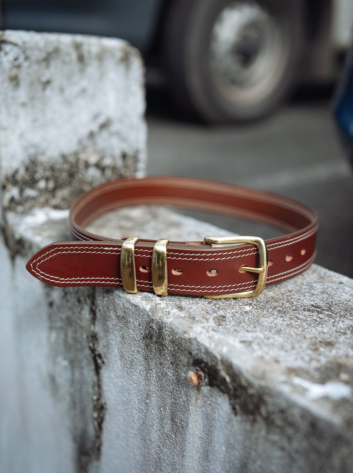 The Real McCaul Leathergoods Belts Serge Belt 38mm - Double Stitch - Cognac Australian Made Australian Owned Australian Made Solid Leather Full Grain Rancher Belt- Black