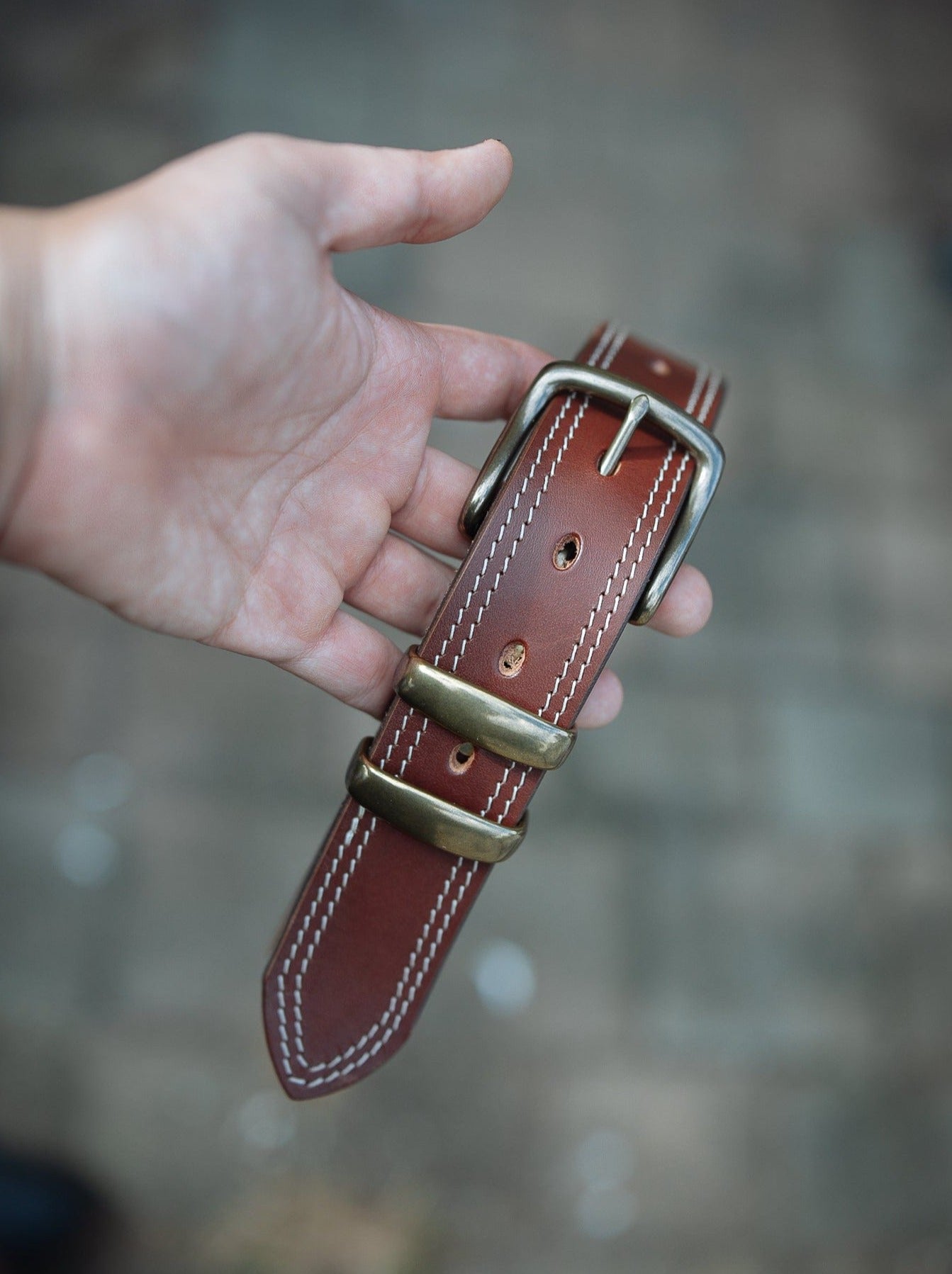 The Real McCaul Leathergoods Belts Serge Belt 38mm - Double Stitch - Cognac Australian Made Australian Owned Australian Made Solid Leather Full Grain Rancher Belt- Black