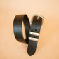 The Real McCaul Leathergoods Belts Silver / 72cm/28” (for pants size 24”) Plain 38mm Belt - Double Keeper - Black Australian Made Australian Owned Genuine Solid Cowhide Leather Belt - Handmade in Australia