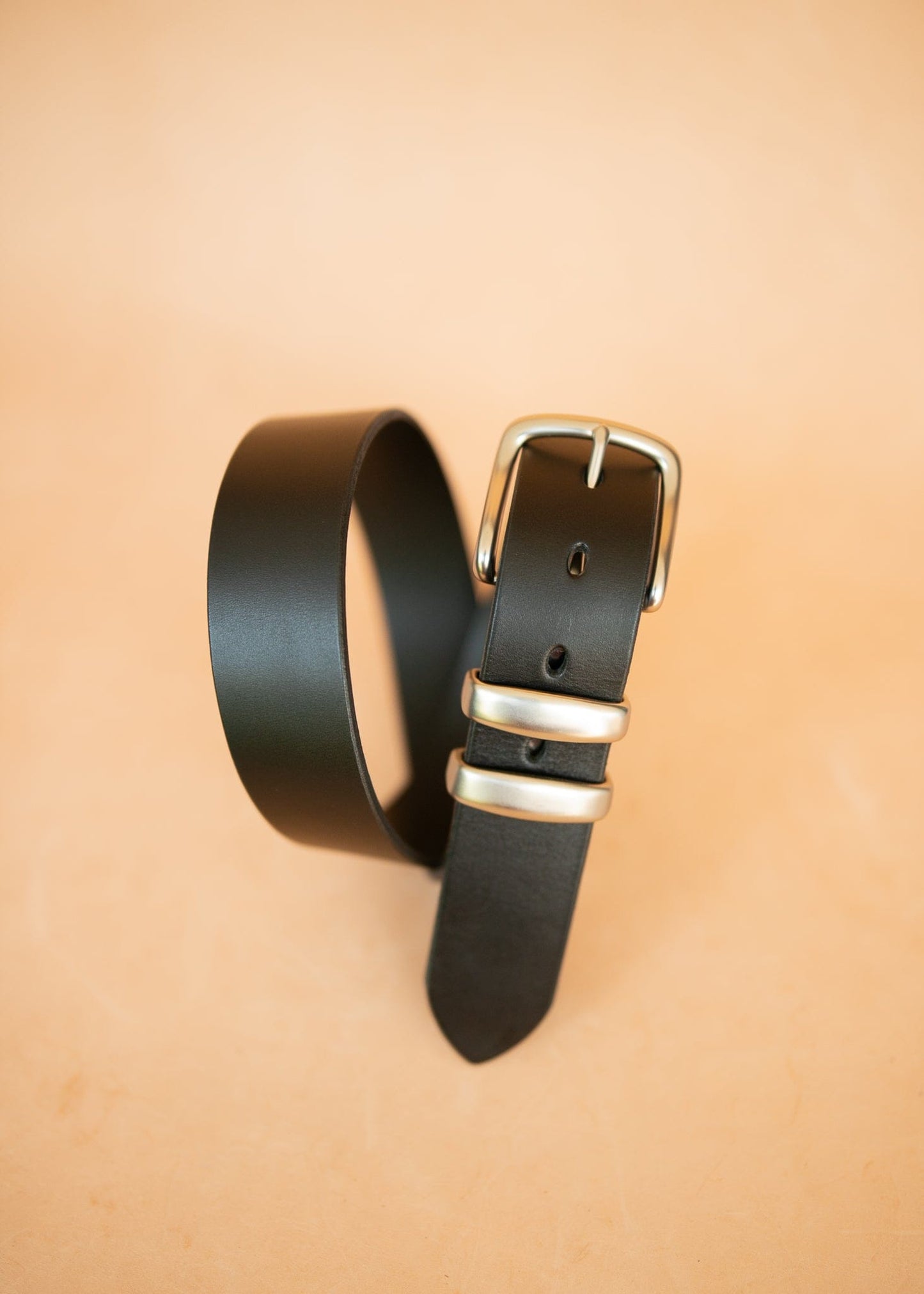 The Real McCaul Leathergoods Belts Silver / 72cm/28” (for pants size 24”) Plain 38mm Belt - Double Keeper - Black Australian Made Australian Owned Genuine Solid Cowhide Leather Belt - Handmade in Australia