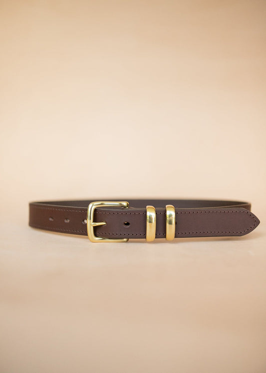 The Real McCaul Leathergoods Belts Stitched Dress Belt 35mm - Dark Brown Australian Made Australian Owned Australian Made Solid Leather Full Grain Rancher Belt- Black
