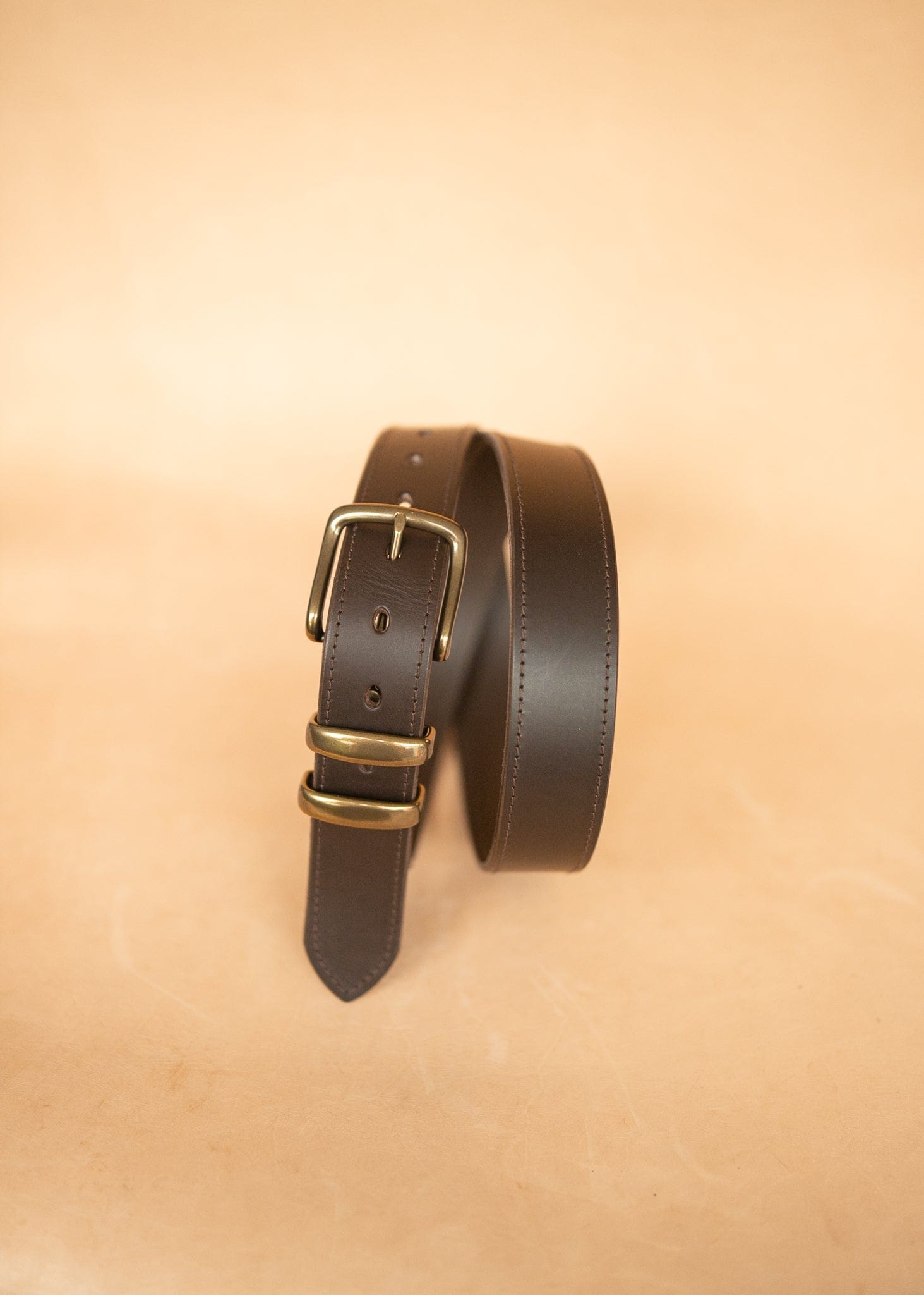 The Real McCaul Leathergoods Belts Stitched Dress Belt 38mm - Dark Brown Australian Made Australian Owned Australian Made Solid Leather Full Grain Rancher Belt- Black