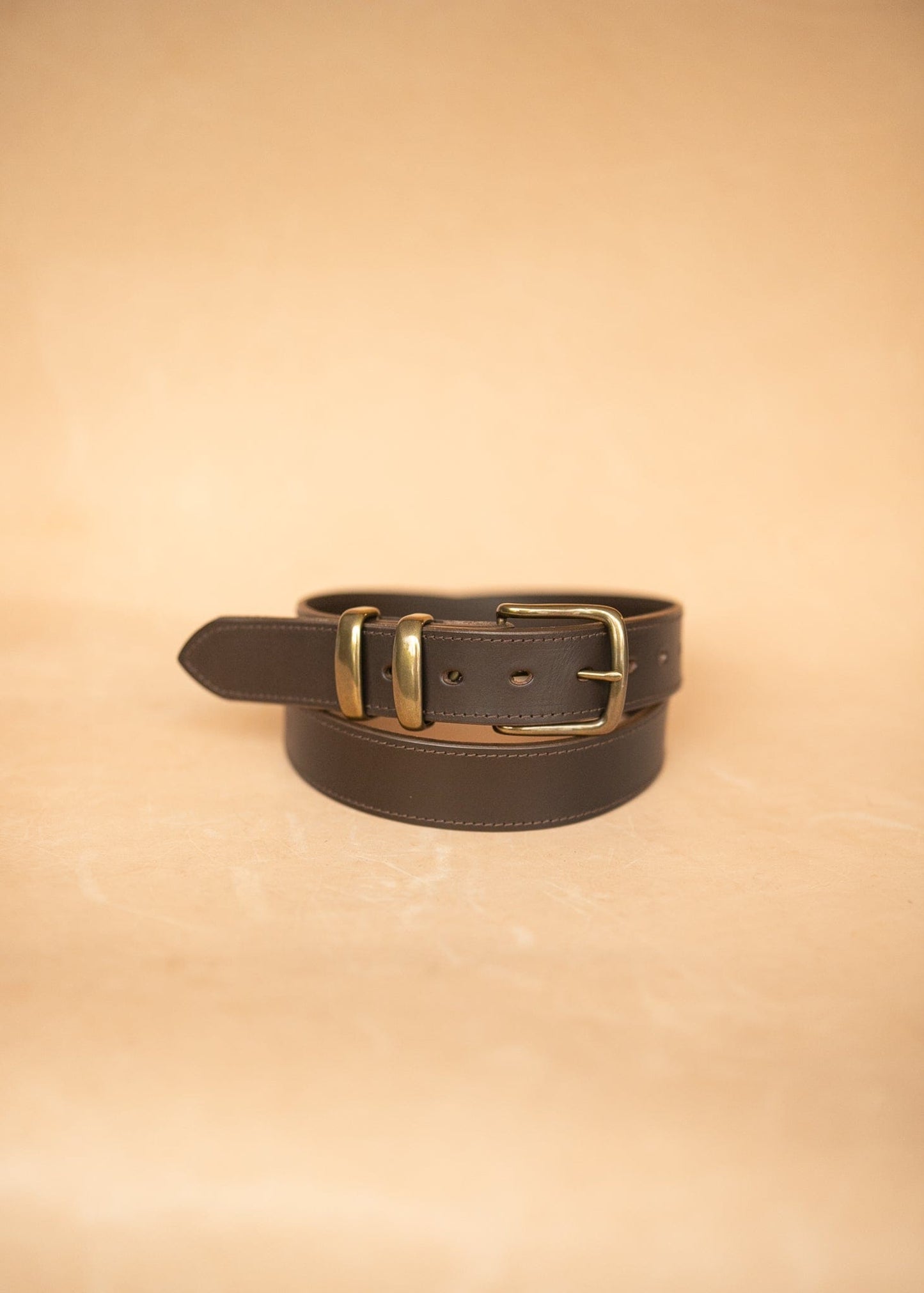 The Real McCaul Leathergoods Belts Stitched Dress Belt 38mm - Dark Brown Australian Made Australian Owned Australian Made Solid Leather Full Grain Rancher Belt- Black