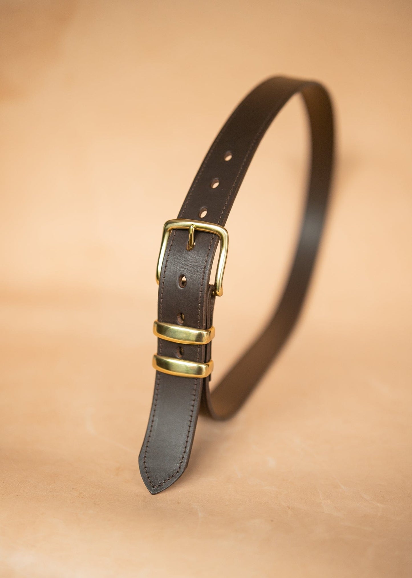 The Real McCaul Leathergoods Belts Stitched Dress Belt 38mm - Dark Brown Australian Made Australian Owned Australian Made Solid Leather Full Grain Rancher Belt- Black