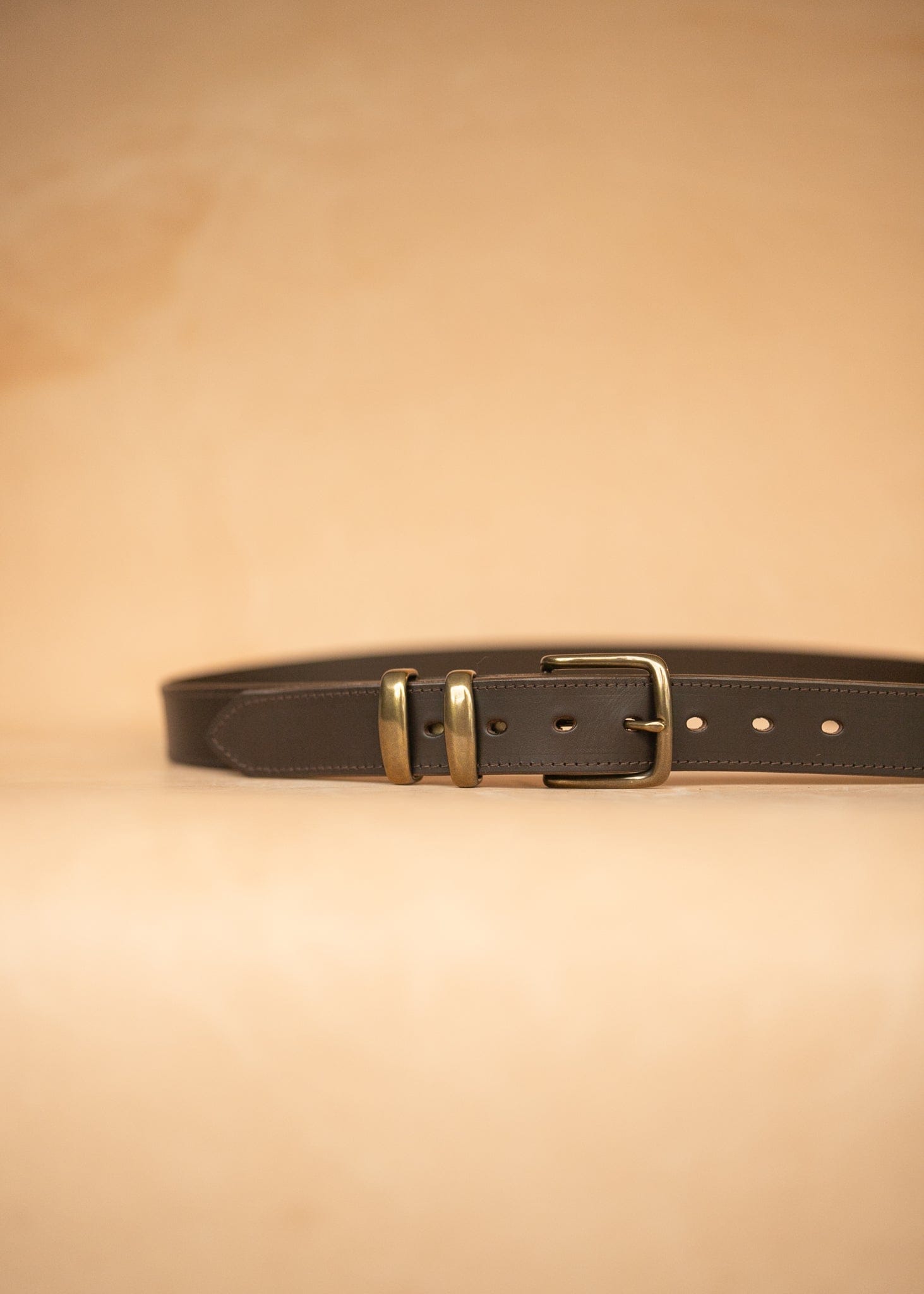 The Real McCaul Leathergoods Belts Stitched Dress Belt 38mm - Dark Brown Australian Made Australian Owned Australian Made Solid Leather Full Grain Rancher Belt- Black