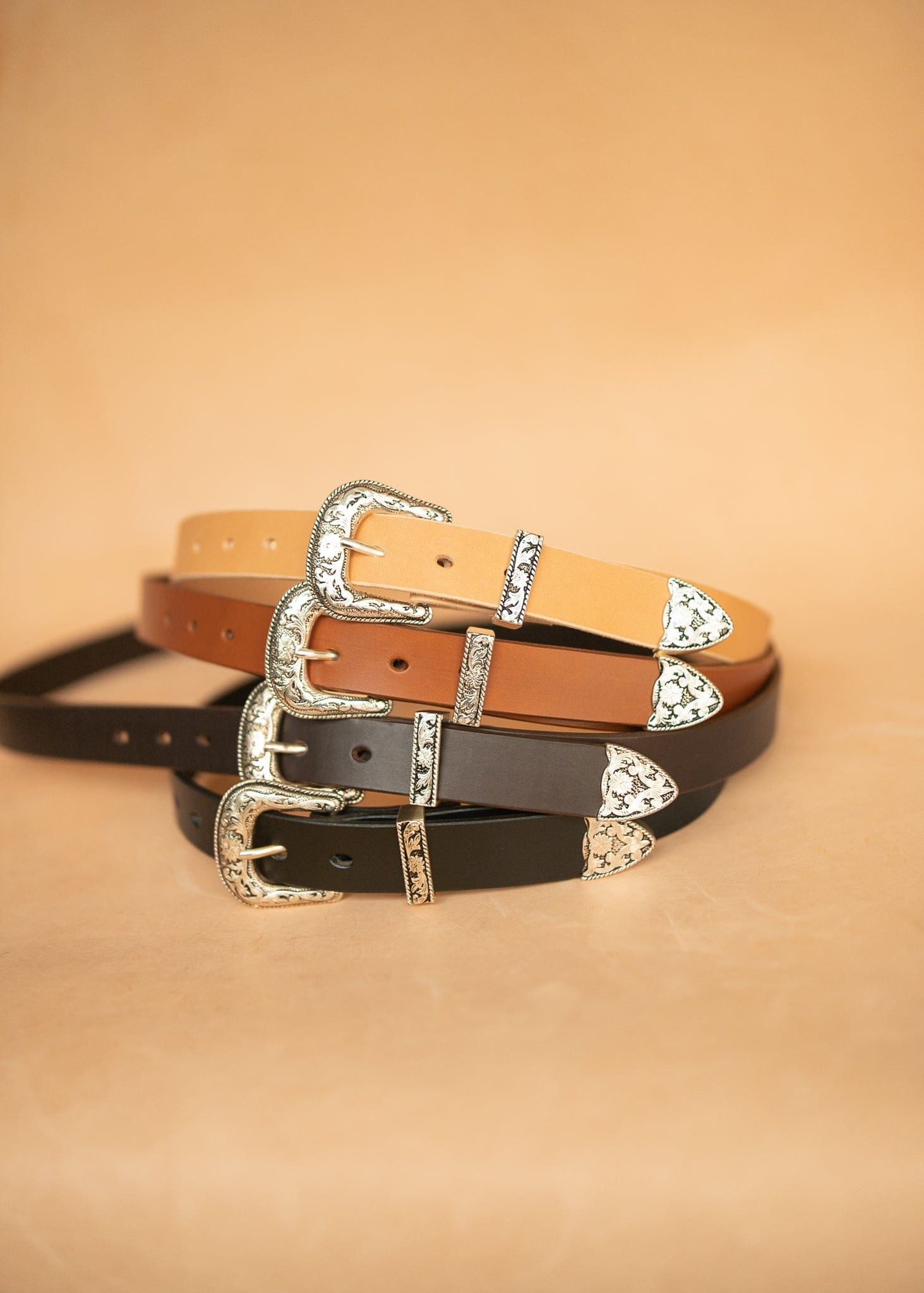 The Real McCaul Leathergoods Belts Western Style Buckle Belt - 30mm - Black Australian Made Australian Owned Croc Embossed Genuine Leather Western Women's Belt - 30mm - Black