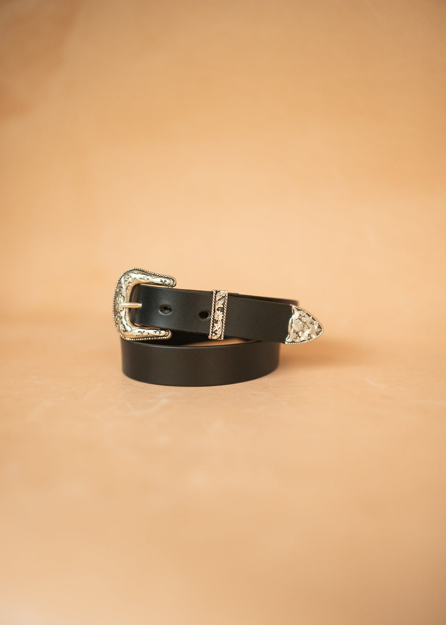 The Real McCaul Leathergoods Belts Western Style Buckle Belt - 30mm - Black Australian Made Australian Owned Croc Embossed Genuine Leather Western Women's Belt - 30mm - Black