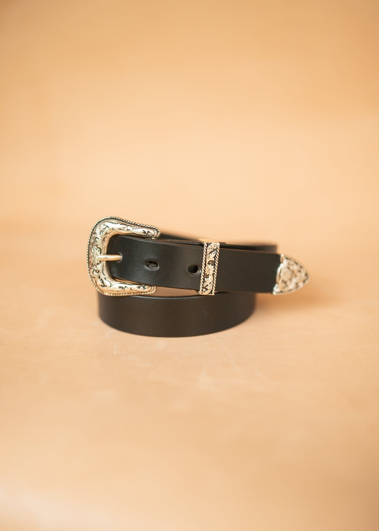 The Real McCaul Leathergoods Belts Western Style Buckle Belt - 30mm - Black Australian Made Australian Owned Croc Embossed Genuine Leather Western Women's Belt - 30mm - Black