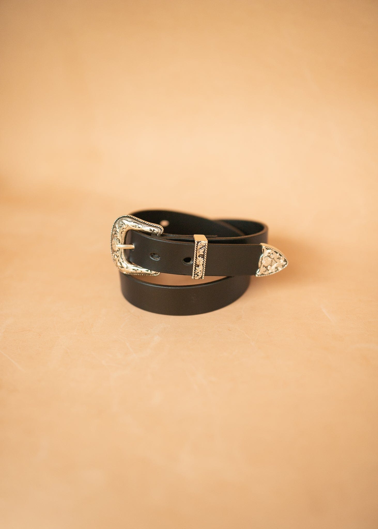 The Real McCaul Leathergoods Belts Western Style Buckle Belt - 30mm - Black Australian Made Australian Owned Croc Embossed Genuine Leather Western Women's Belt - 30mm - Black