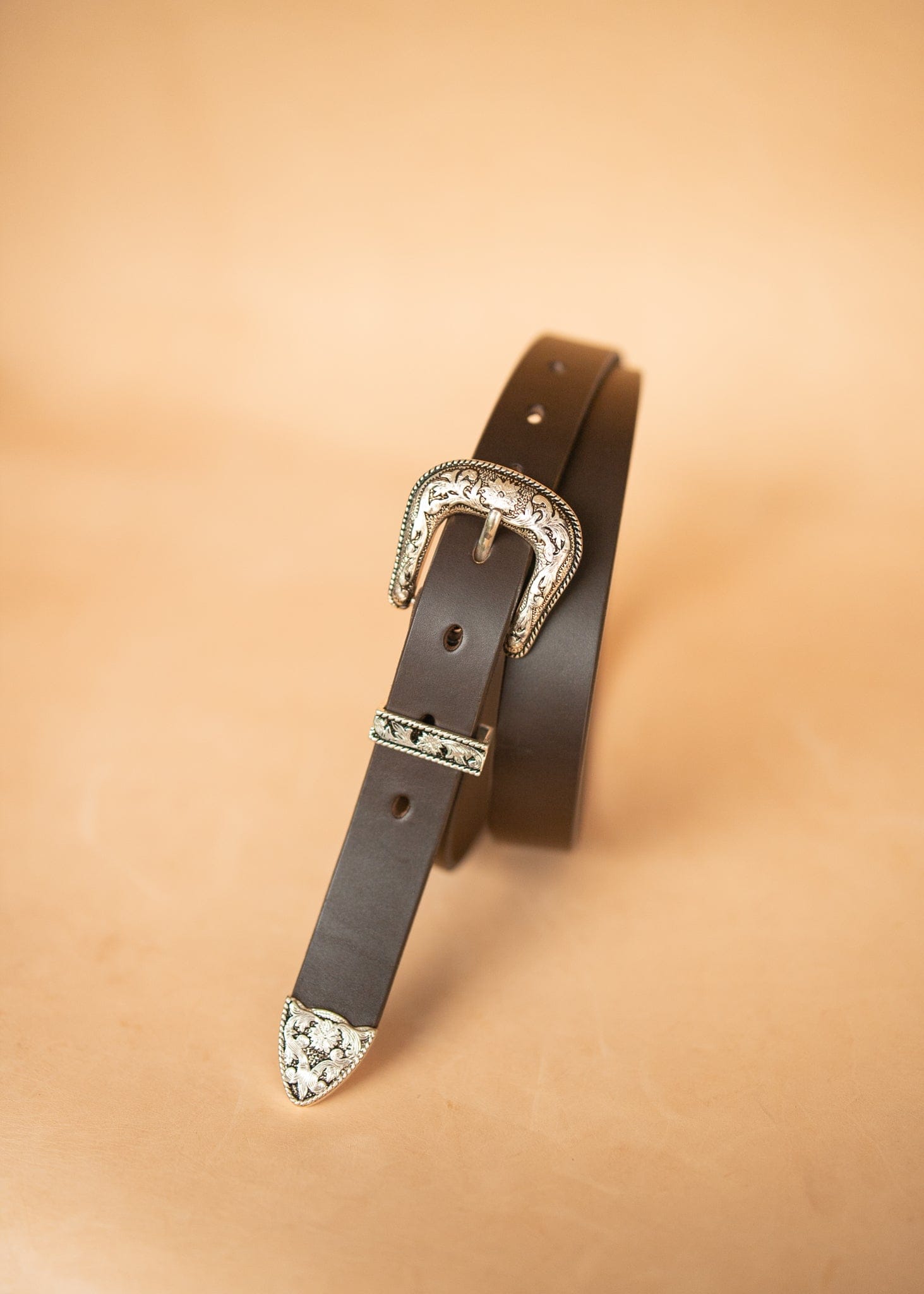 The Real McCaul Leathergoods Belts Western Style Buckle Belt - 30mm - Black Australian Made Australian Owned Croc Embossed Genuine Leather Western Women's Belt - 30mm - Black