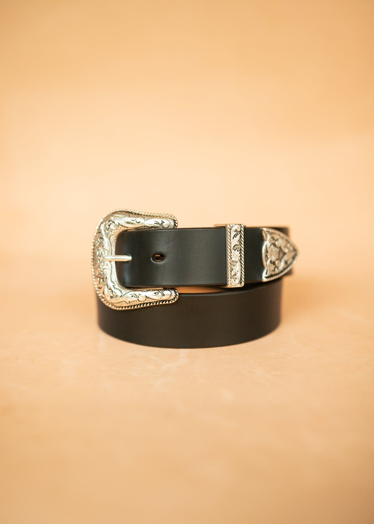 The Real McCaul Leathergoods Belts Western Style Buckle Belt - 38mm - Black Australian Made Australian Owned Croc Embossed Genuine Leather Western Women's Belt - 30mm - Black