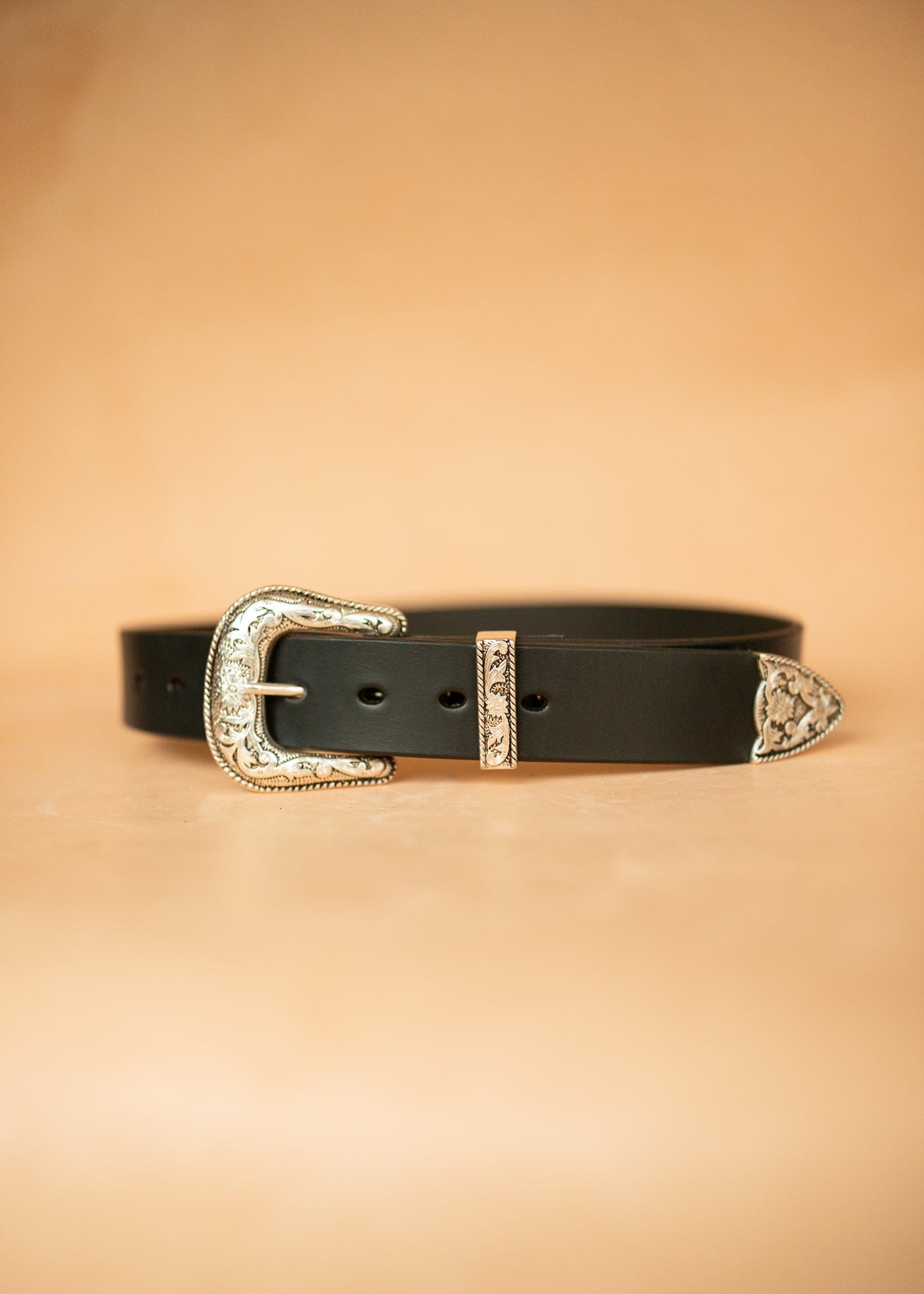 The Real McCaul Leathergoods Belts Western Style Buckle Belt - 38mm - Black Australian Made Australian Owned Croc Embossed Genuine Leather Western Women's Belt - 30mm - Black