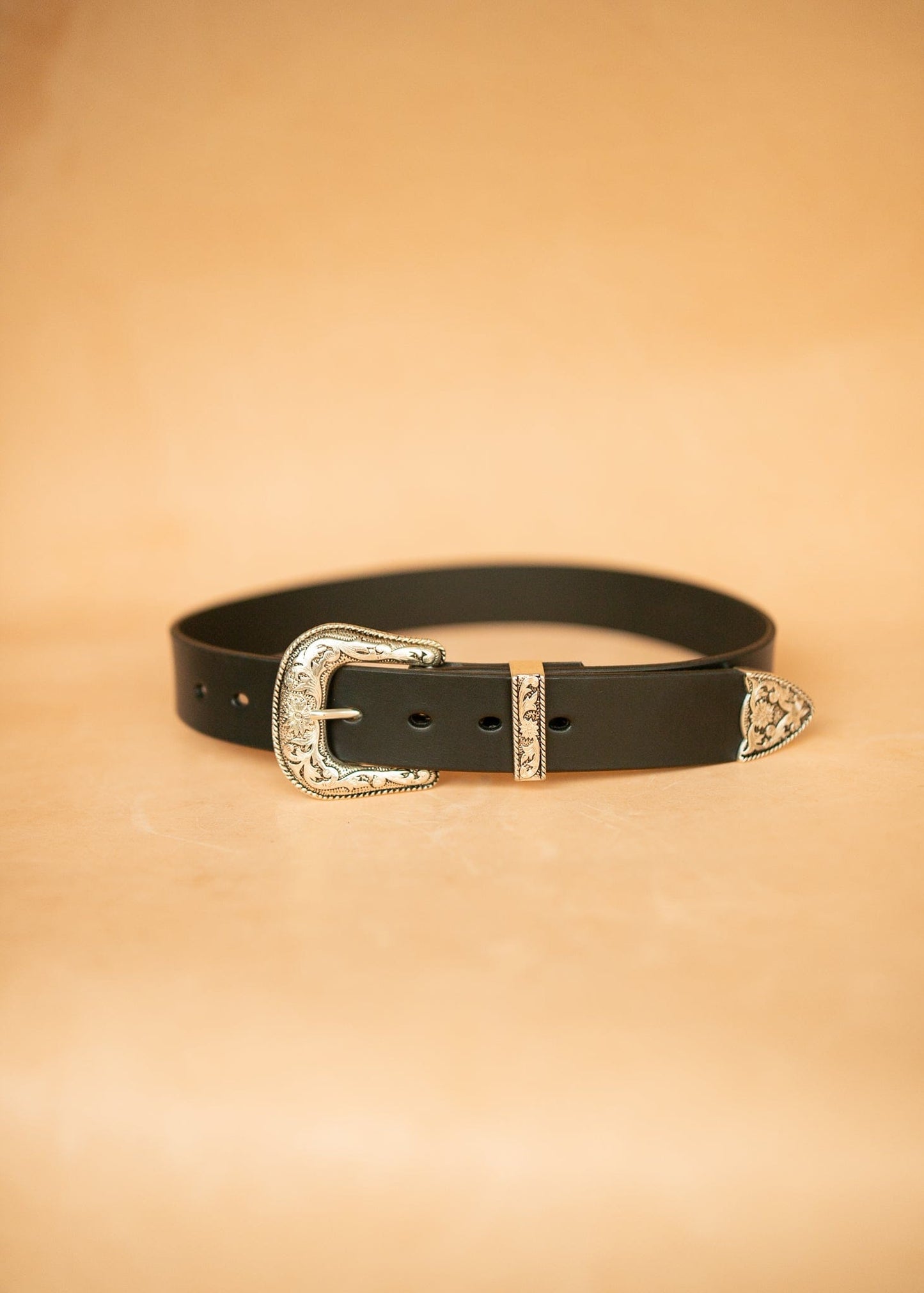 The Real McCaul Leathergoods Belts Western Style Buckle Belt - 38mm - Black Australian Made Australian Owned Croc Embossed Genuine Leather Western Women's Belt - 30mm - Black