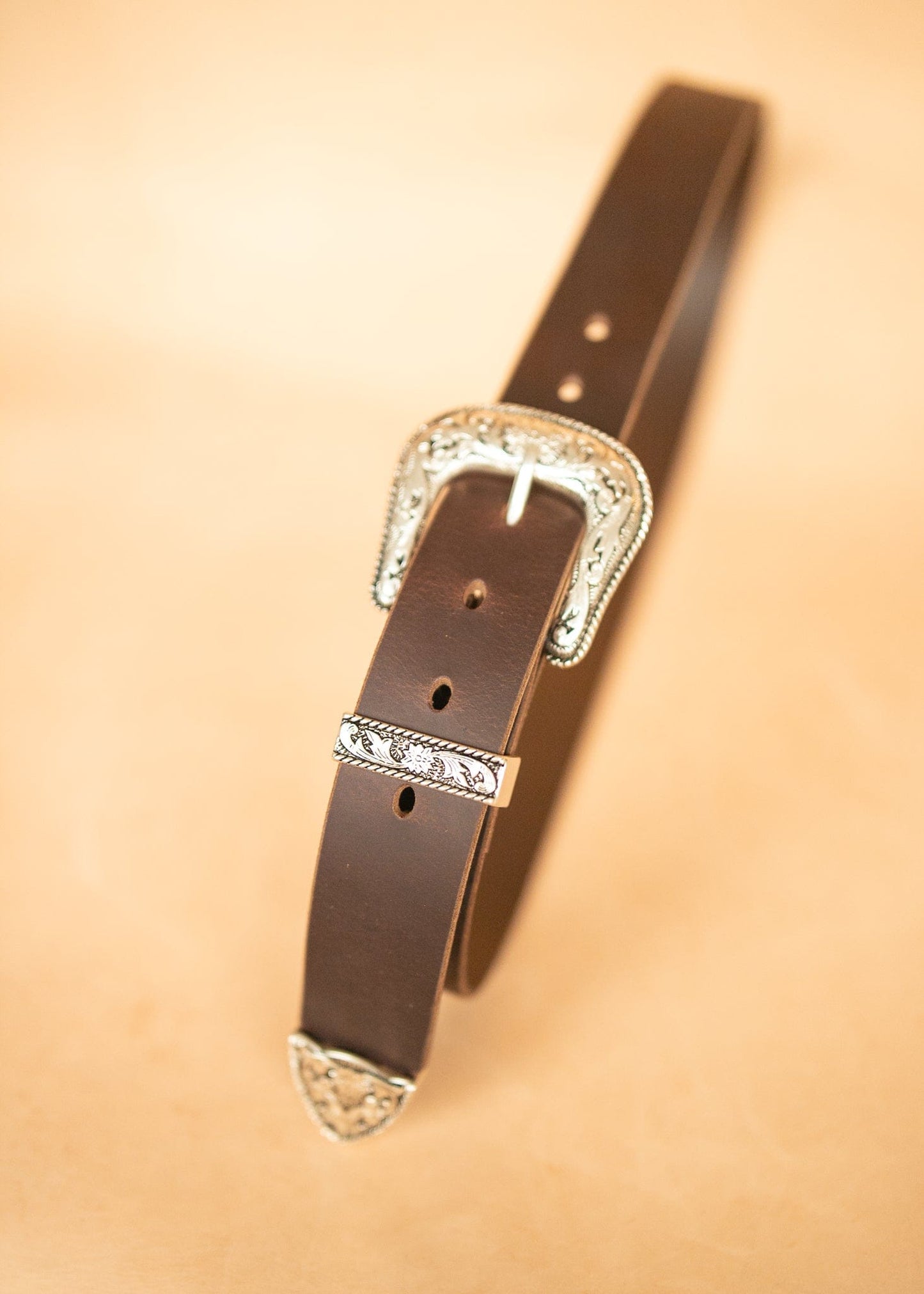 The Real McCaul Leathergoods Belts Western Style Buckle Belt - 38mm - Vintage Brown Australian Made Australian Owned Croc Embossed Genuine Leather Western Women's Belt - 30mm - Black