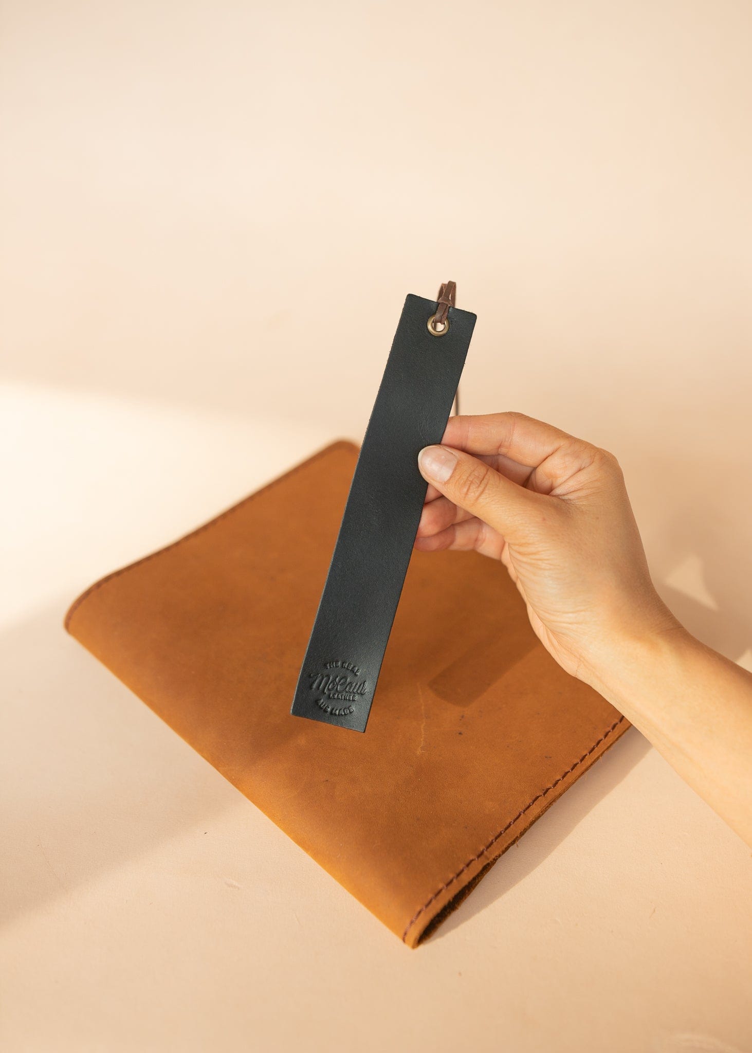 The Real McCaul Leathergoods Black Bookmark Australian Made Australian Owned Leather Bookmark Handmade in Australia