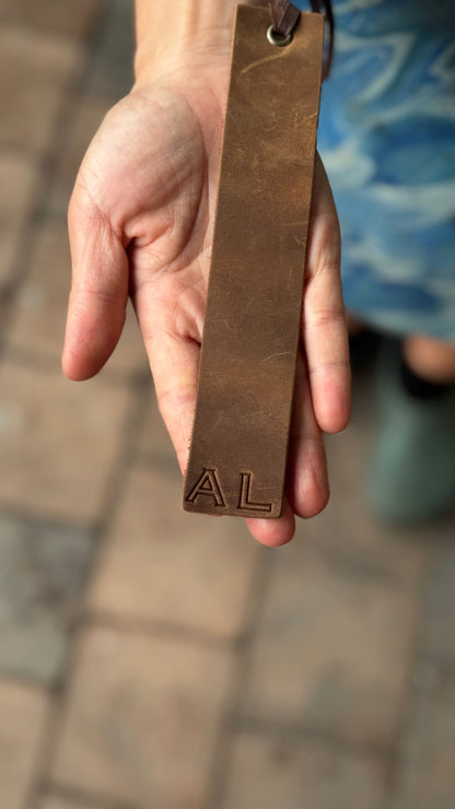 The Real McCaul Leathergoods Black / Large Modern Block Personalised Bookmark Australian Made Australian Owned Personalised Embossed Leather Bookmark Handmade in Australia