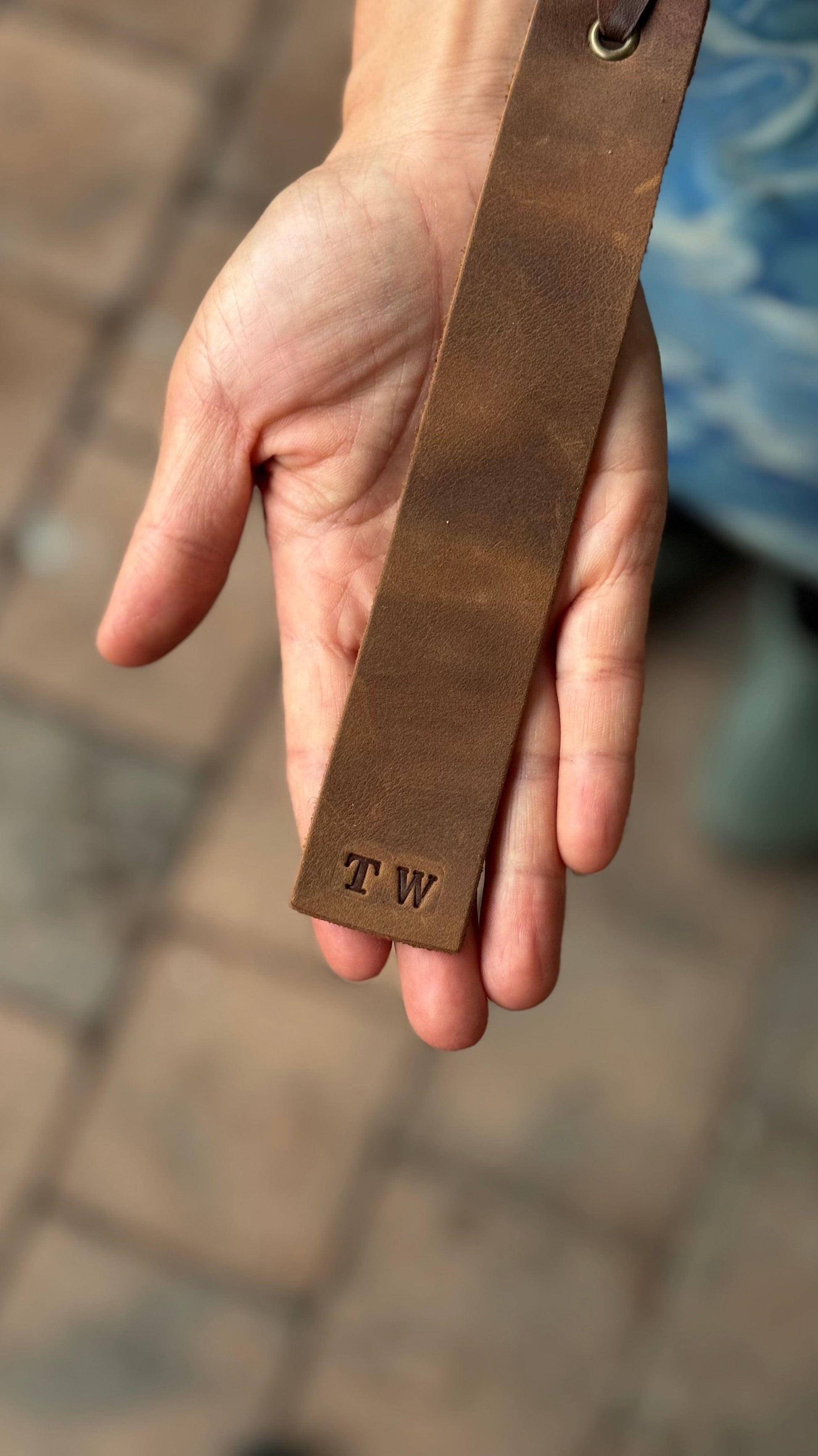The Real McCaul Leathergoods Black / Small Old School Personalised Bookmark Australian Made Australian Owned Personalised Embossed Leather Bookmark Handmade in Australia