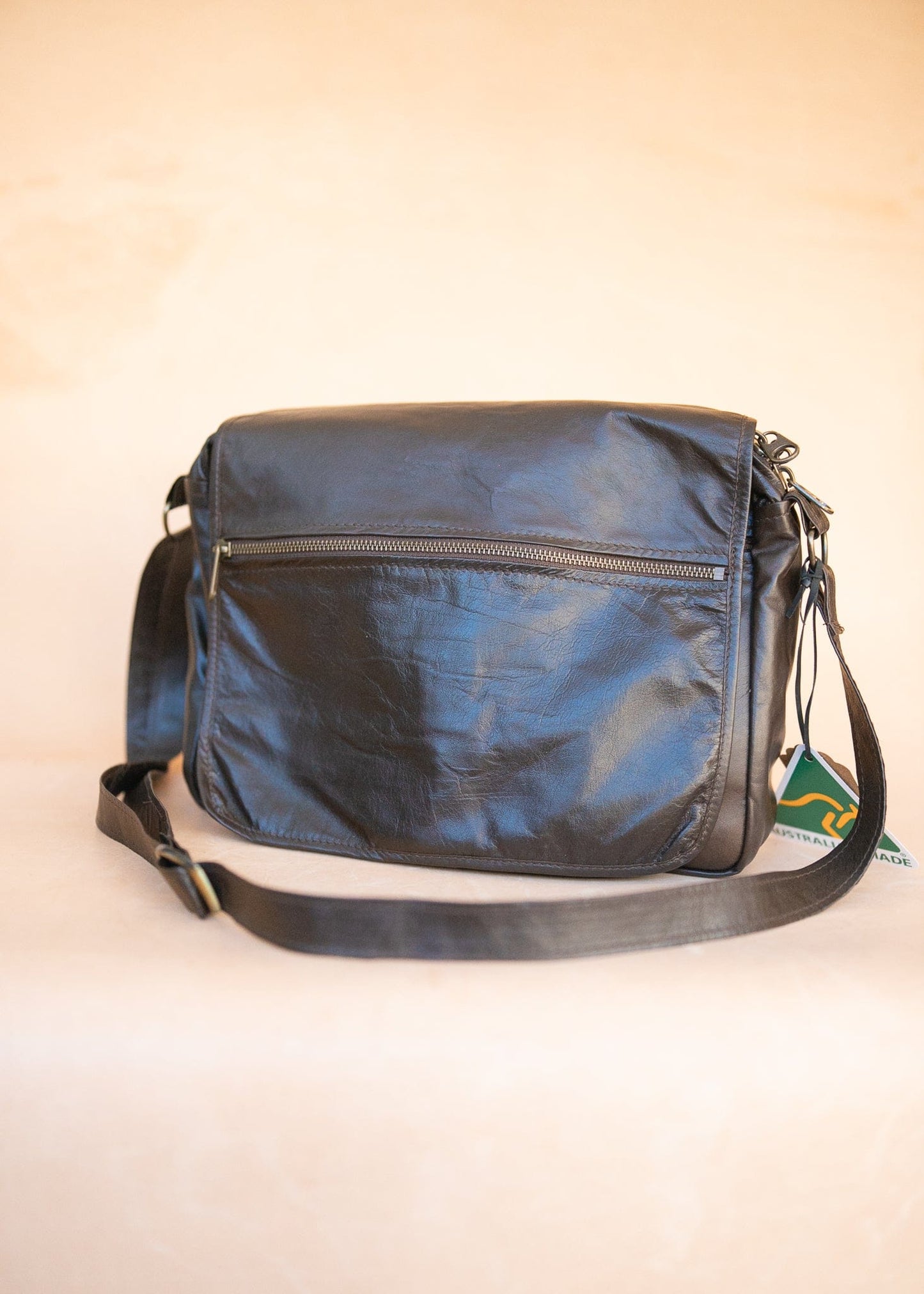 The Real McCaul Leathergoods Brown Zeuss Satchel Bag - Premium Kangaroo Australian Made Australian Owned Men's Leather Satchel Made In Australia- Laptop/iPad