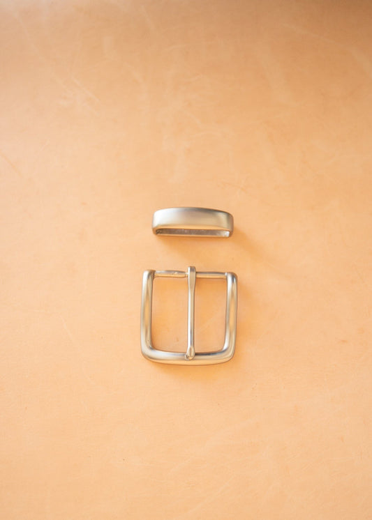 The Real McCaul Leathergoods Buckle Solid Brass Belt Buckle Set - 38mm - Silver Australian Made Australian Owned Solid Brass Belt Buckle Set - 38mm - Silver