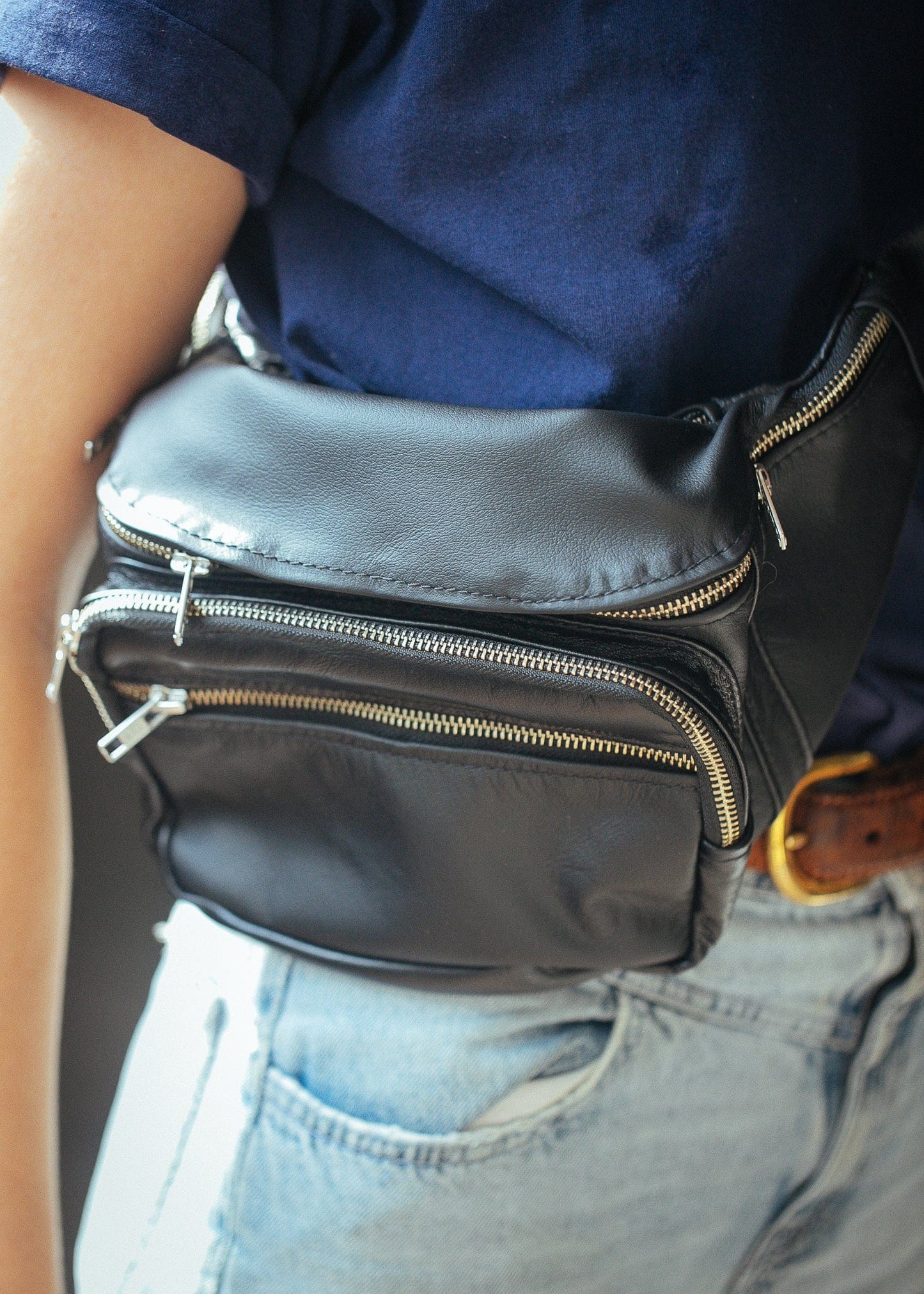 The Real McCaul Leathergoods Bum Bag Multi-Pocket Belt Bum Bag - Cowhide Australian Made Australian Owned Deluxe Leather Bum Bag Handmade in Australia YKK Zips