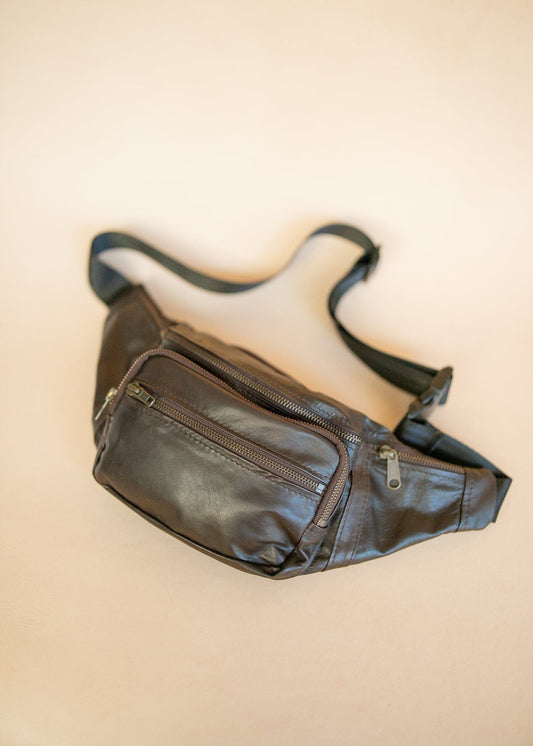 The Real McCaul Leathergoods Bum Bag Multi-Pocket Belt Bum Bag - Premium Kangaroo Australian Made Australian Owned Deluxe Leather Bum Bag Handmade in Australia YKK Zips