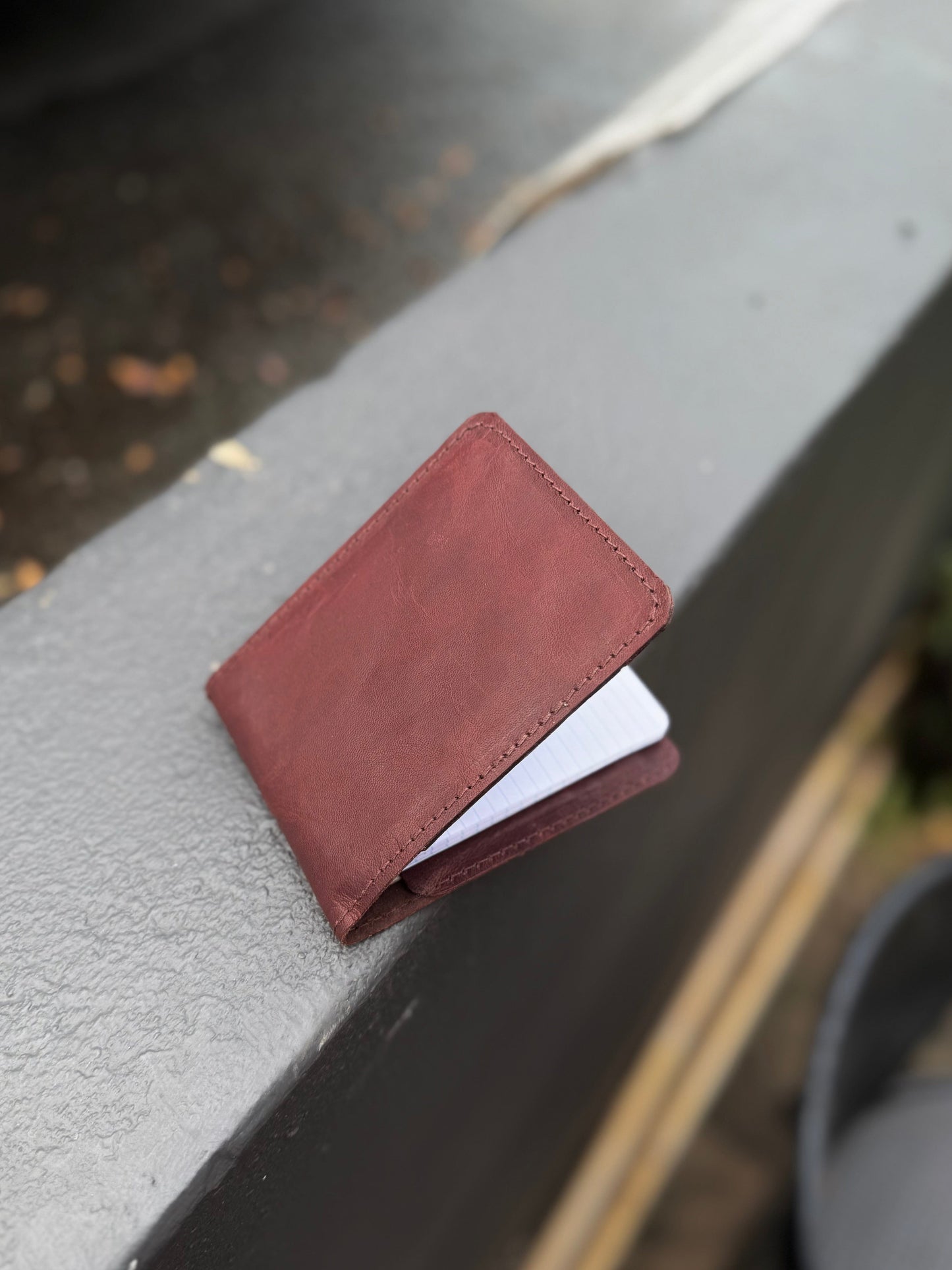 The Real McCaul Leathergoods Burgundy Rustic Kangaroo NoteBook Cover Australian Made Australian Owned Kangaroo Leather NoteBook Cover Made In Australia