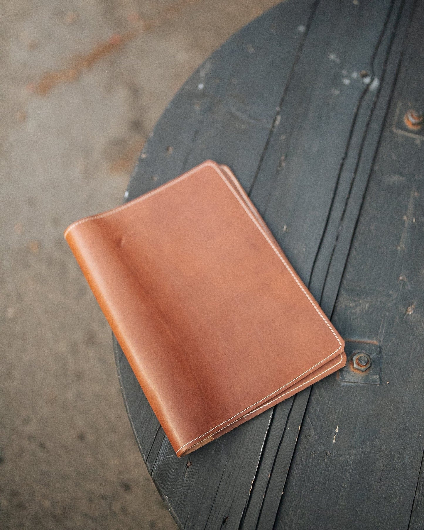 The Real McCaul Leathergoods Chestnut / Beige A4 Diary Journal Cover Australian Made Australian Owned Leather Rustic Book/Diary Cover Australian Made
